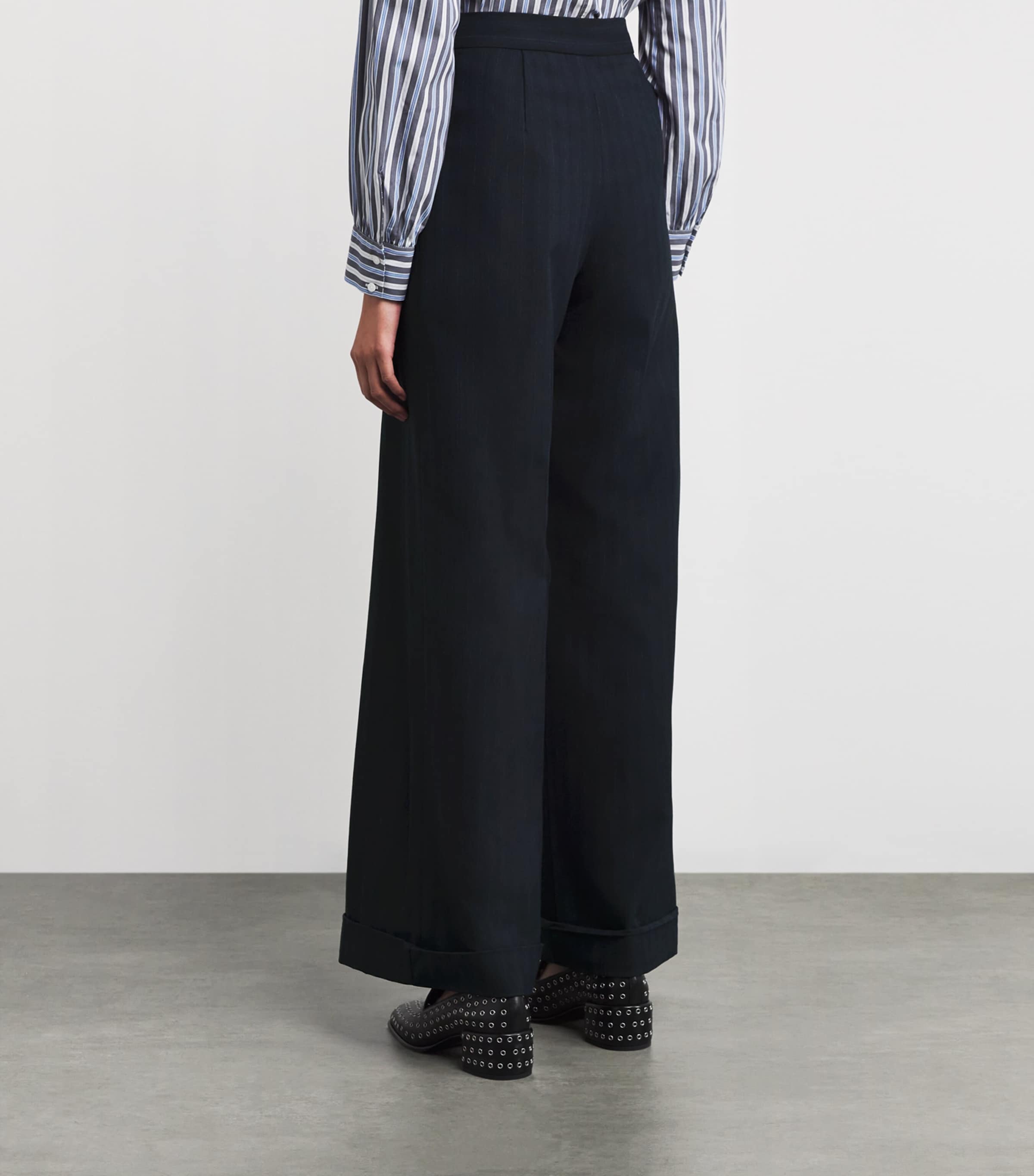 Pinstripe Wide-Leg Tailored Trousers DUAL-COLOR Image 4