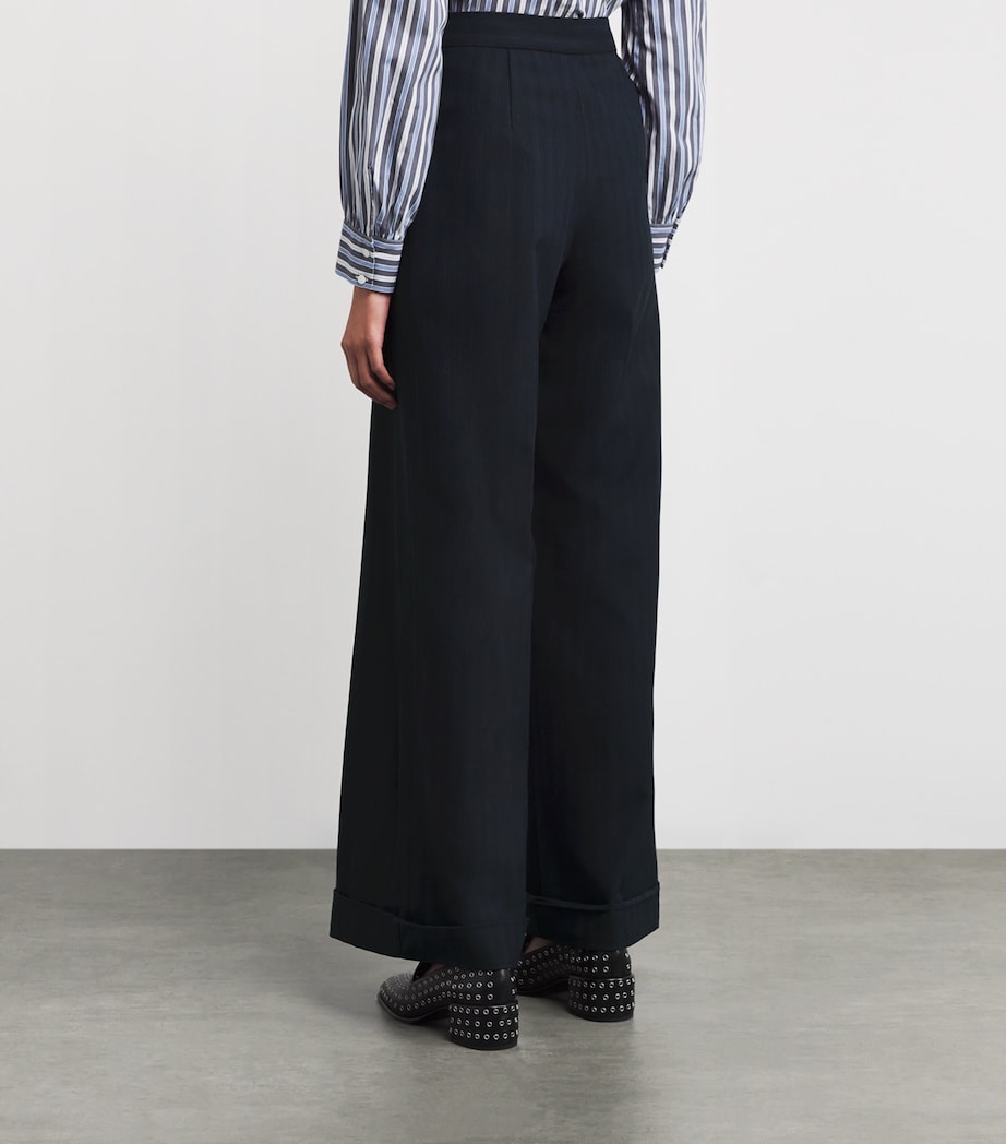 Pinstripe Wide-Leg Tailored Trousers DUAL-COLOR Image 4