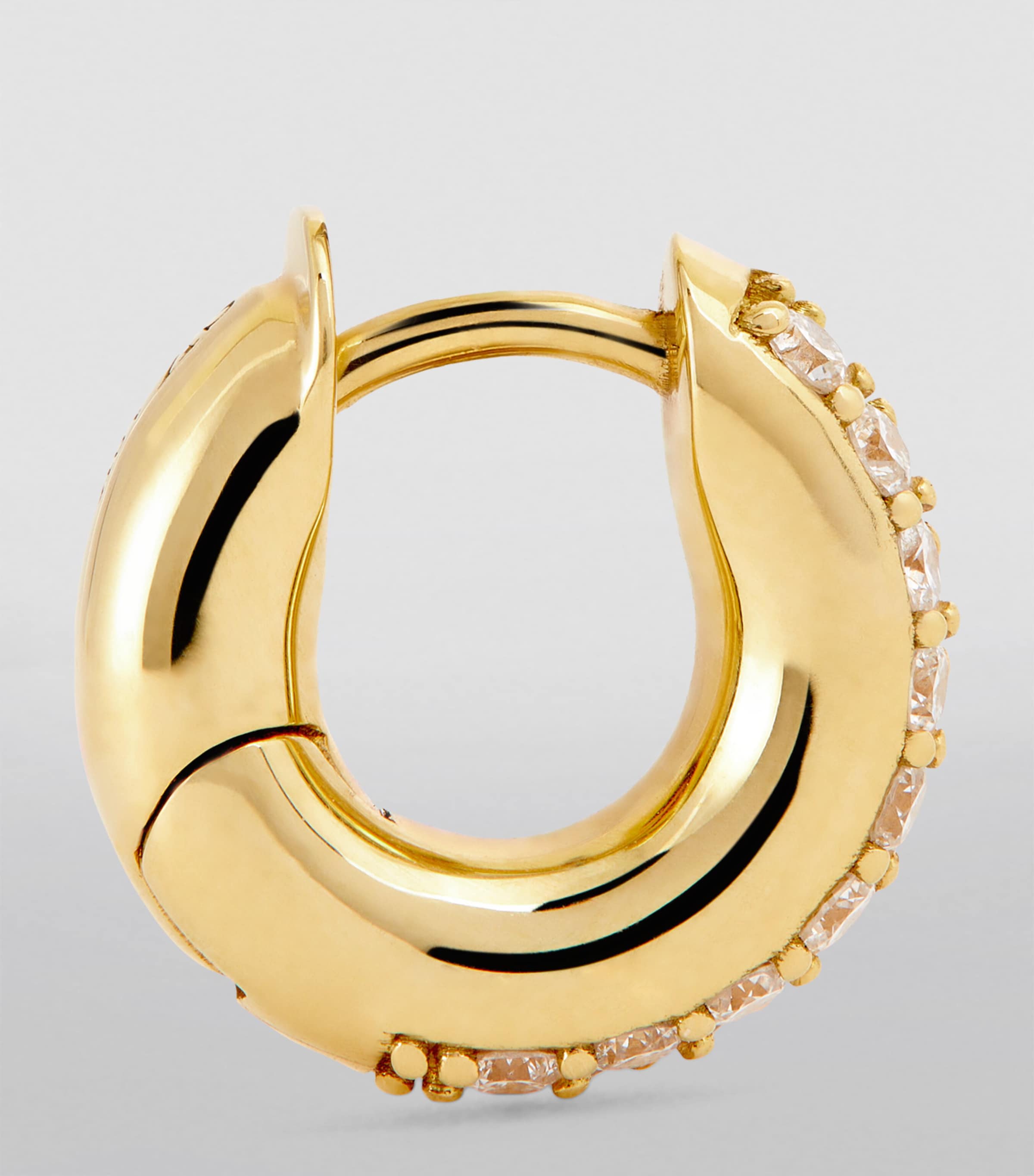 Spinelli Kilcollin Yellow Gold and Pavé White Diamond Mini Single Hoop Earring Yellow Gold Image 3