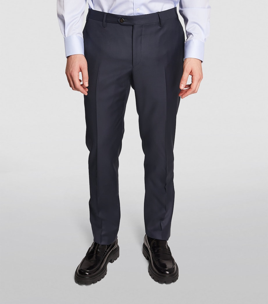 Virgin Wool Slim Tailored Trousers NAVY-001 Image 3