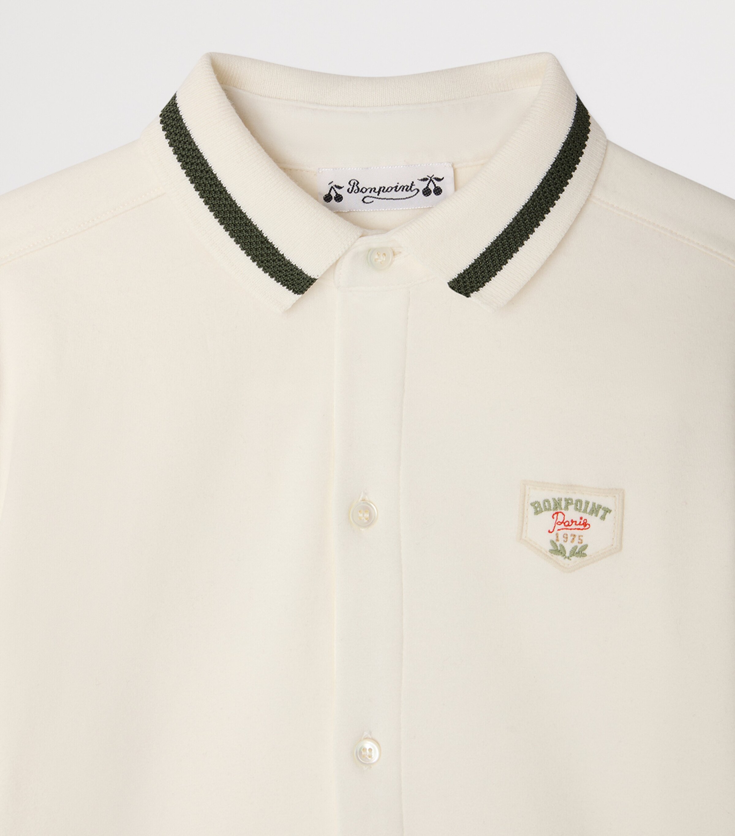 Bonpoint Cotton Long-Sleeve Polo Shirt (4-8 Years) Upb Ecru Image 3