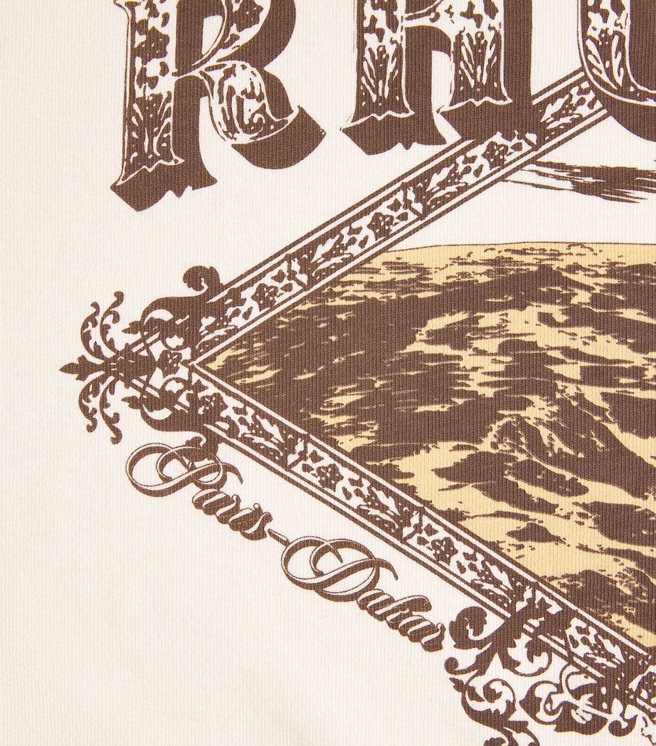 Rhude Mens Cotton Dakar Print T-Shirt Vintage White /brown Image 6