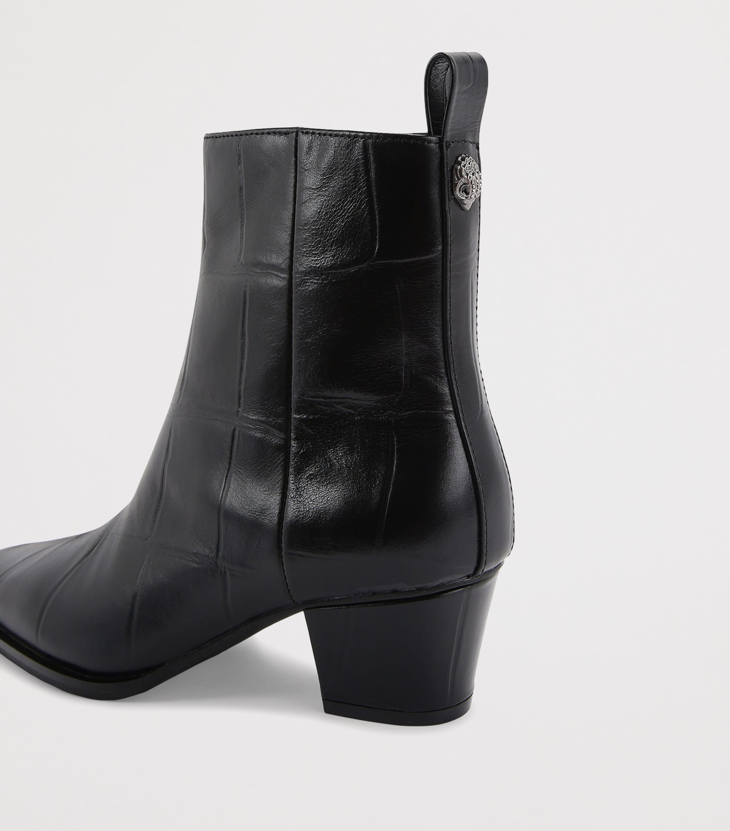 Leather Mini Eagle Ankle Boots BLACK Image 2