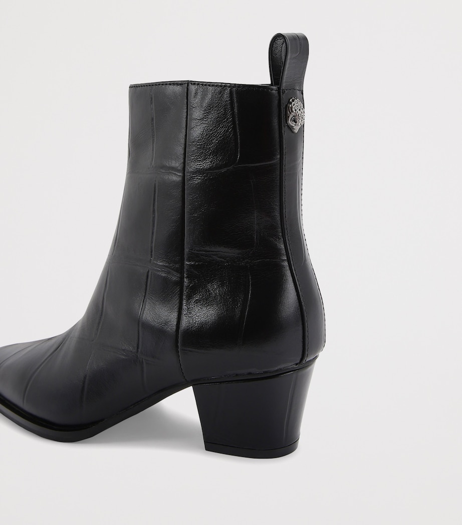 Leather Mini Eagle Ankle Boots BLACK Image 2