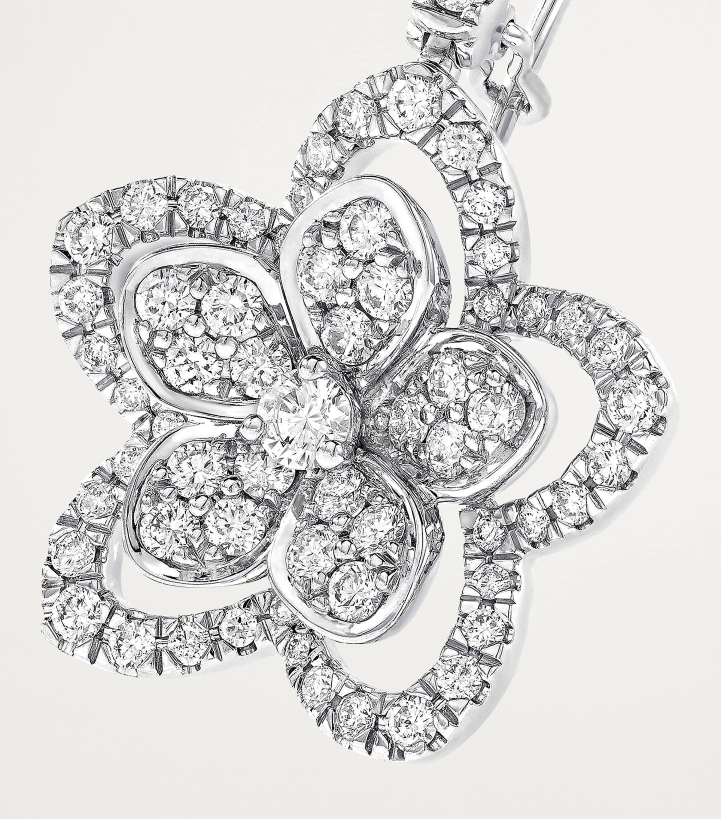 White Gold and Diamond Wild Flower Earrings WHITE GOLD Image 2