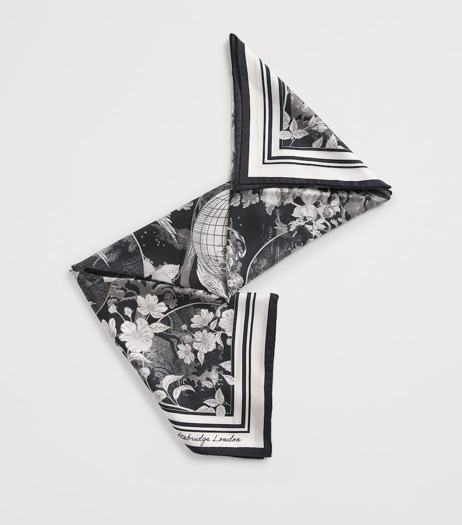 Silk Toile de Jouy Scarf BLACK Image 5