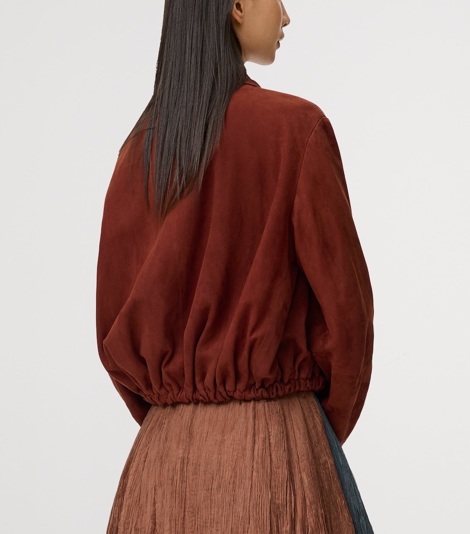Suede Balloon Shirt Jacket BROWN/DARK GREEN Image 4