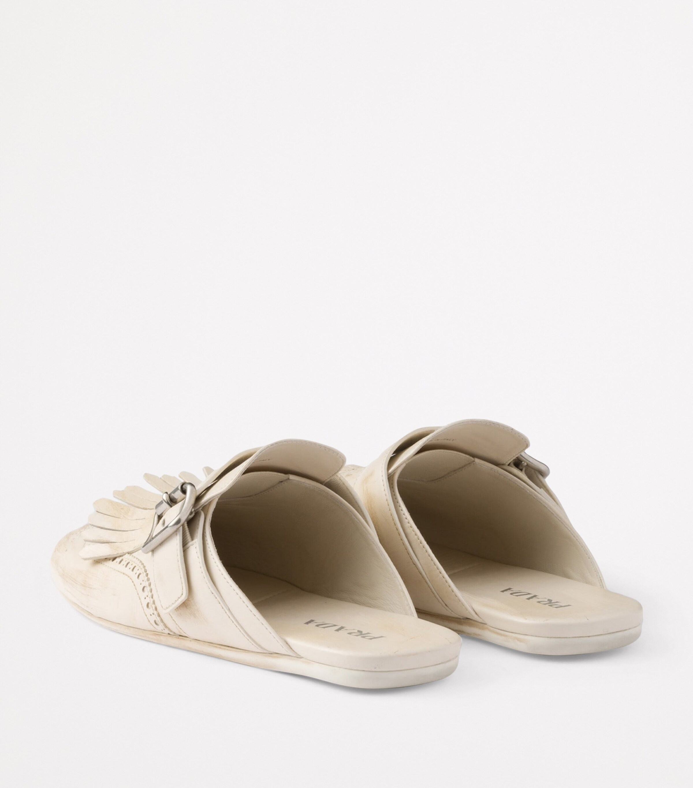 Prada Leather Fringed Shuffle Mules Image 5