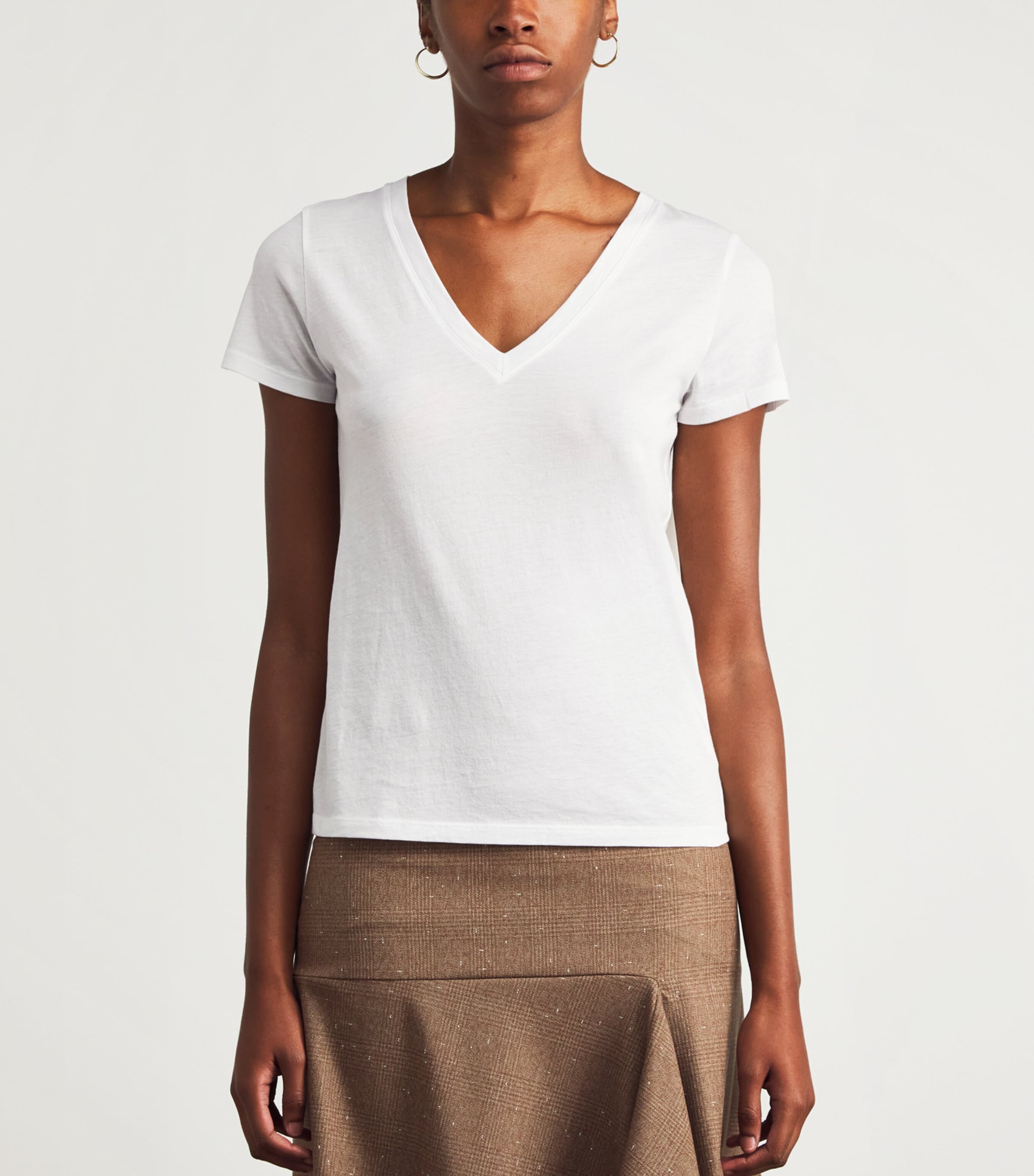 Pima Cotton V-Neck T-Shirt 137OWT OPTIC WHITE Image 3