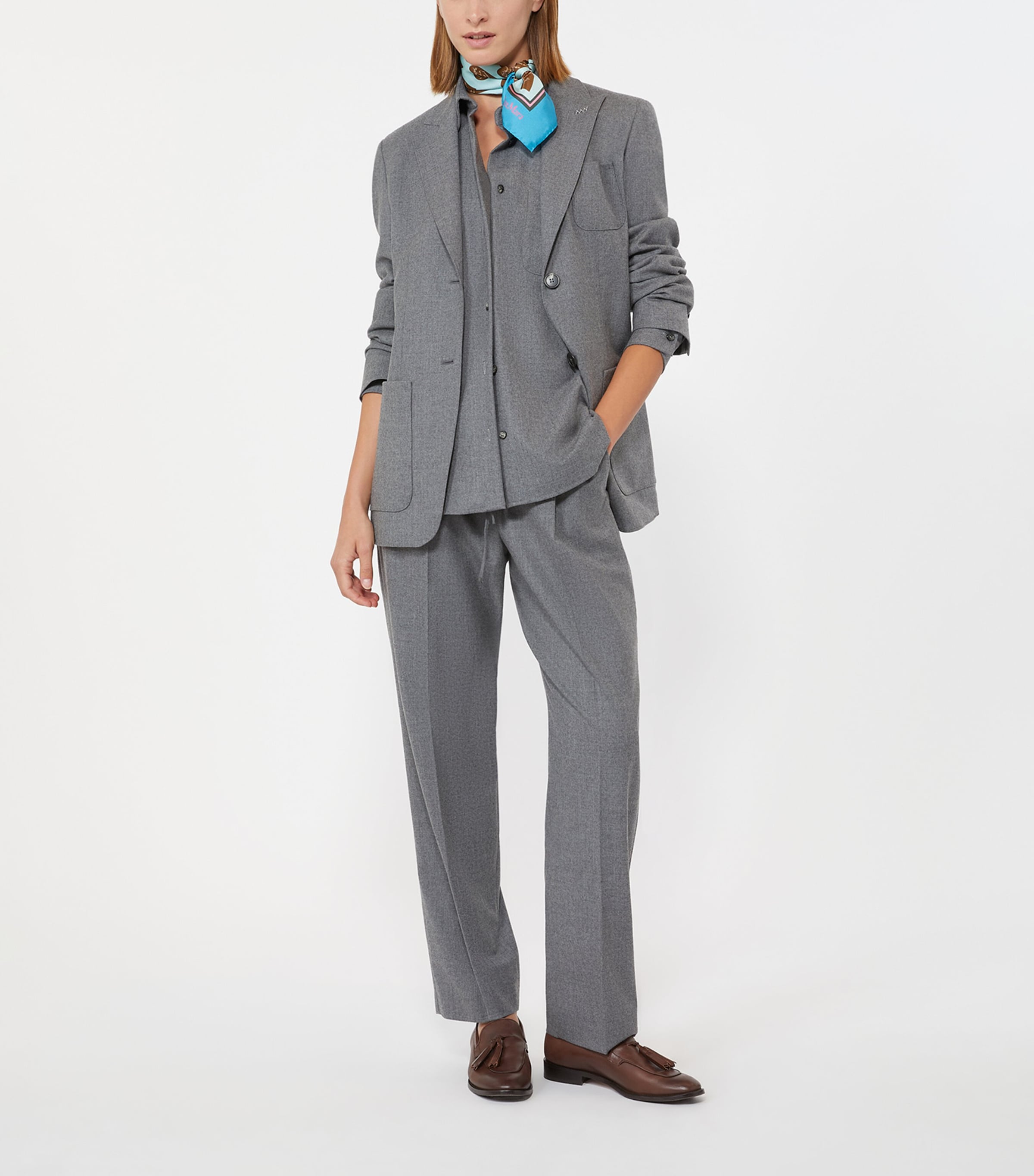 Max Mara Womens Cashmere Drawstring Straight Trousers Medium Grey Image 2
