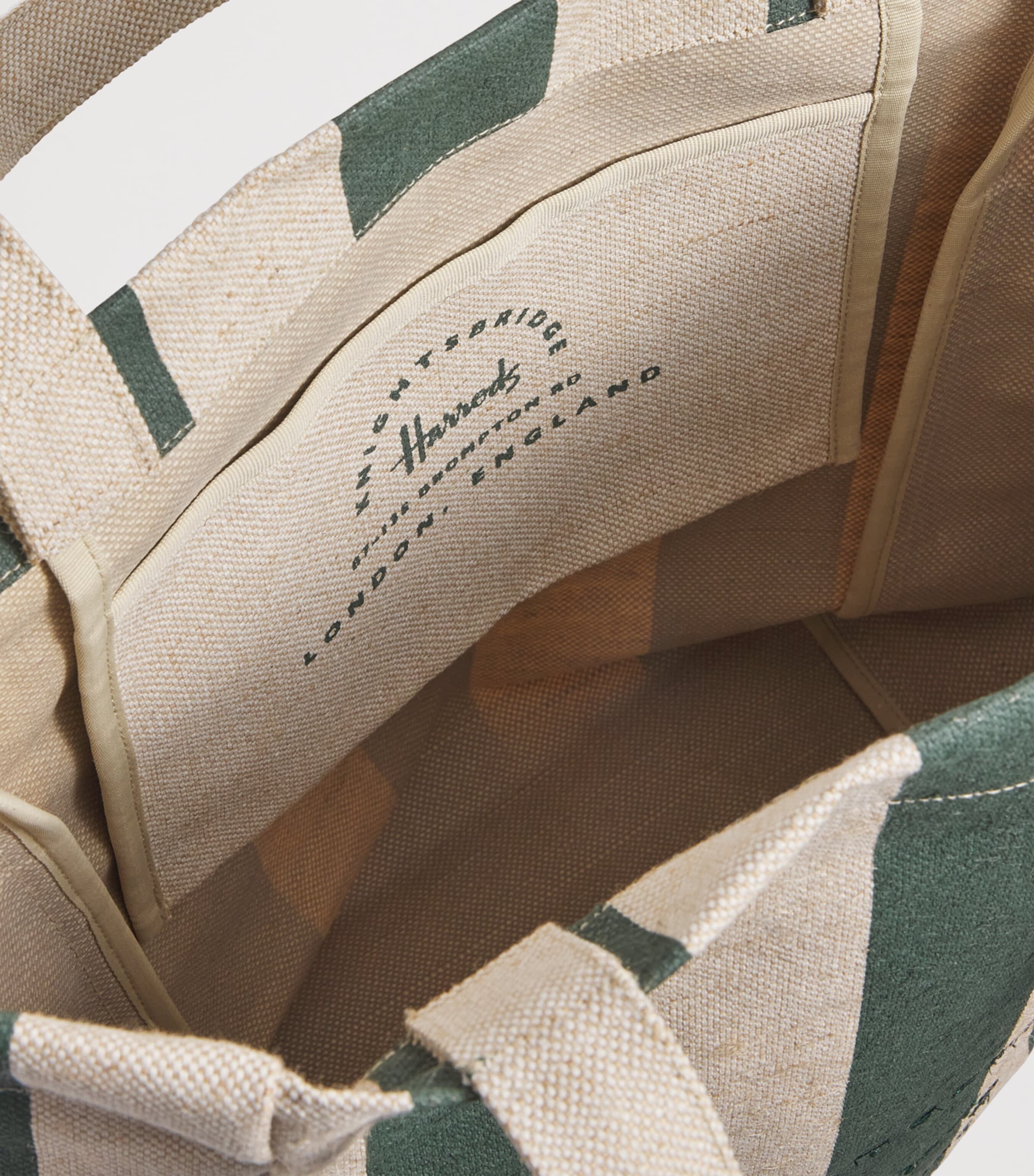 Jute Striped Logo Tote Bag GREEN Image 6