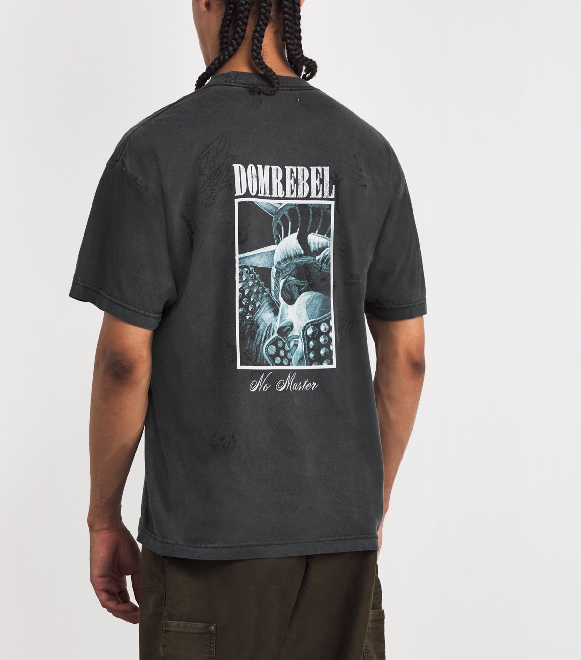 DOMREBEL Mens Cotton Liberty T-Shirt Faded Black Image 4