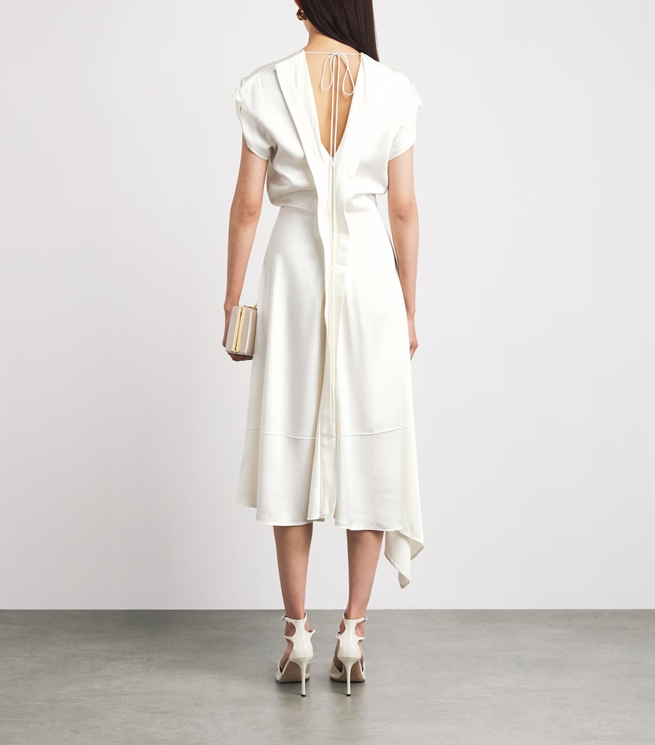 Victoria Beckham Womens Twist Shoulder Midi Dress Ivory Image 4