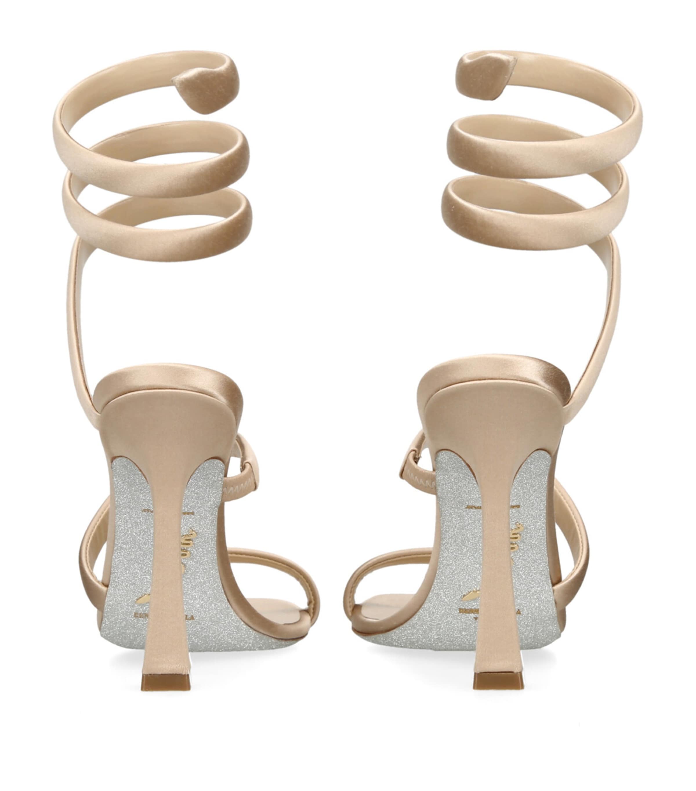 René Caovilla Satin Cleo Heeled Sandals 105 Beige Image 2