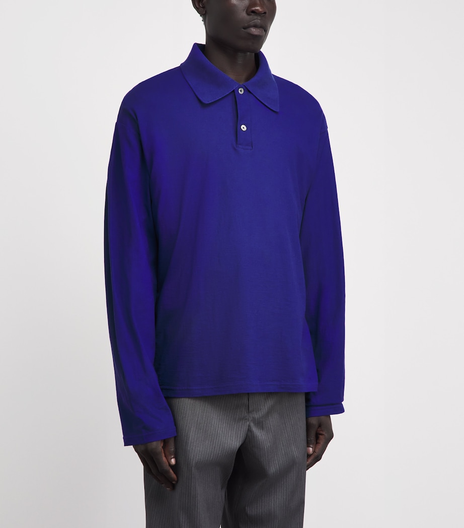 Our Legacy Mens Cotton Polo Shirt Deep Blue Image 4