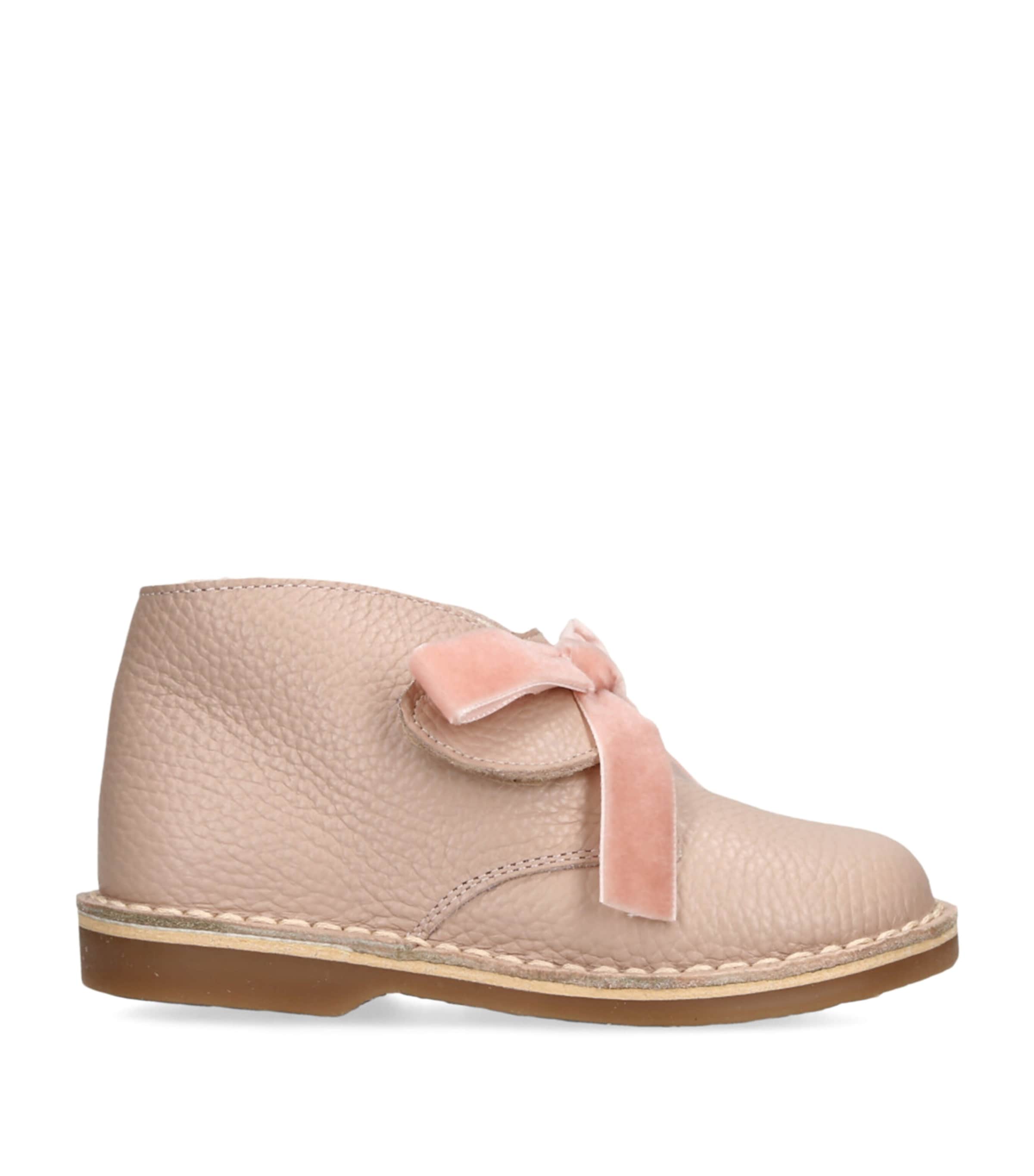 Papouelli Leather Bow-embellished Argenta Boots In Pink