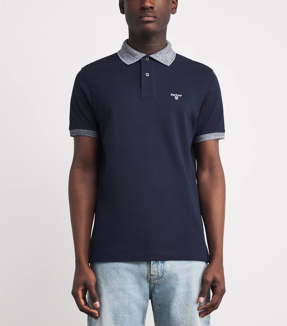 Barbour Mens Cotton Marlton Polo Shirt Navy Image 3
