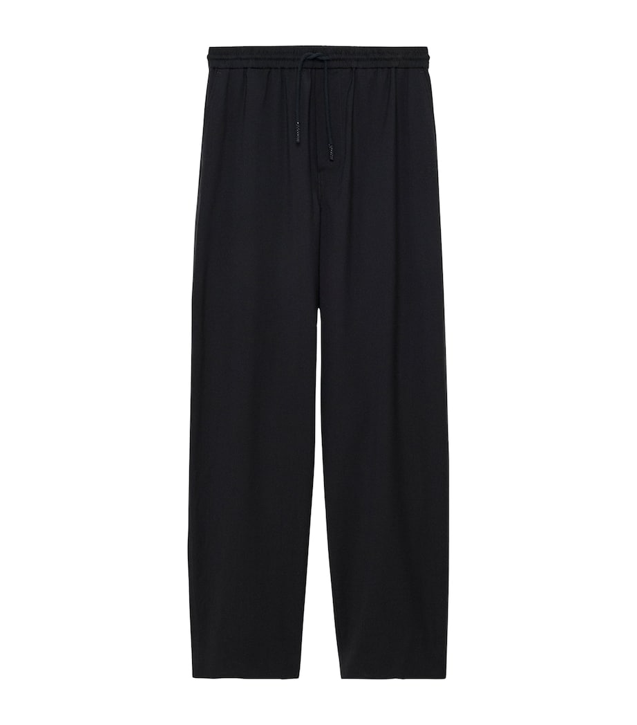 LOEWE Mens Wool-Blend Drawstring Trousers Black Image 1