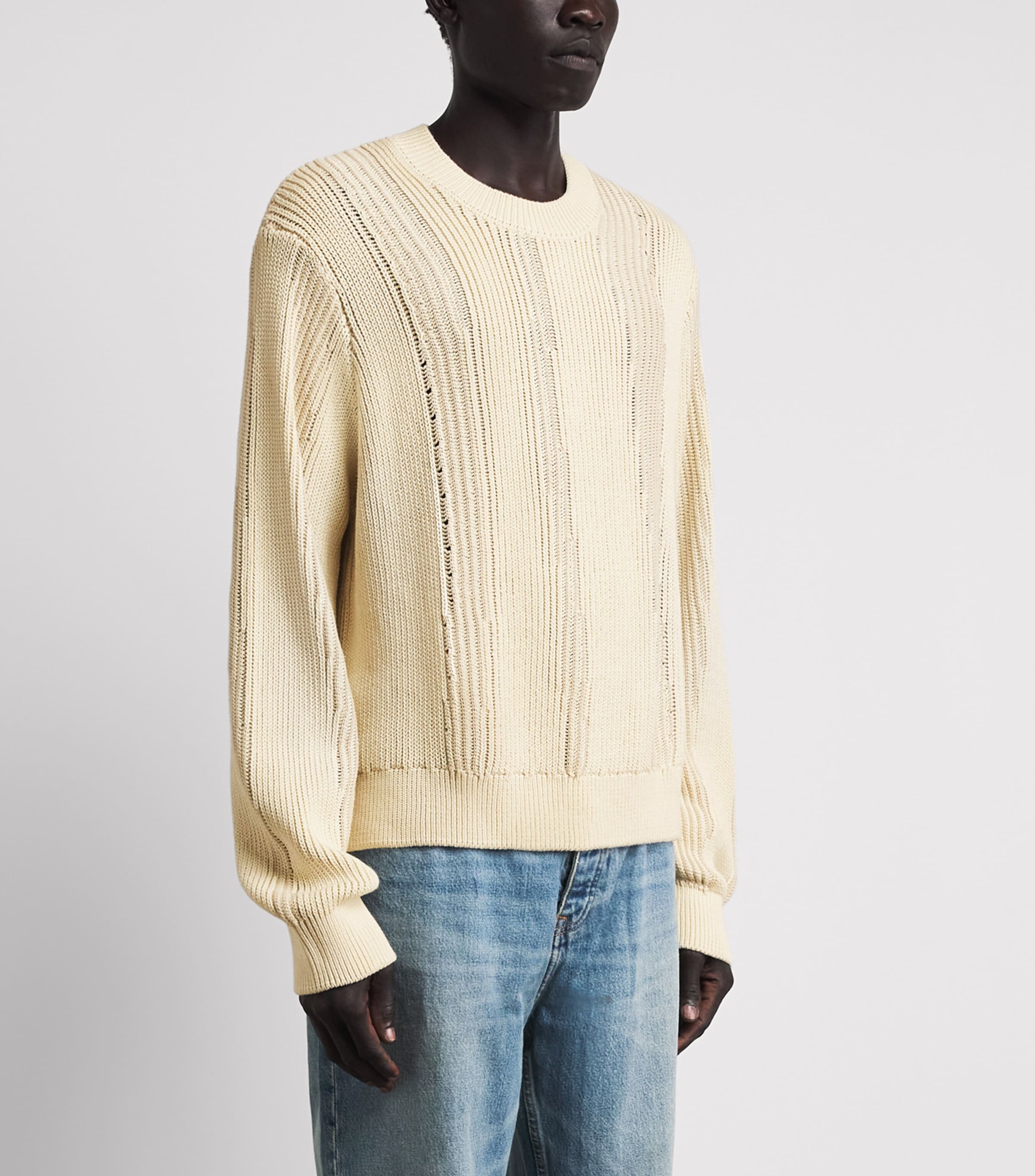 Won Hundred Mens Cotton Knitted Bently Sweater Cloud Cream Comb. Image 4