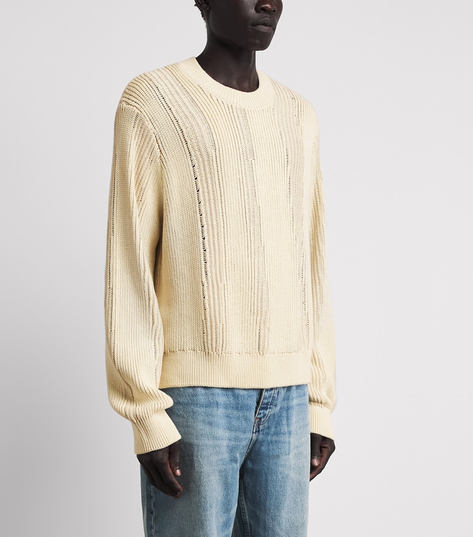 Won Hundred Mens Cotton Knitted Bently Sweater Cloud Cream Comb. Image 4