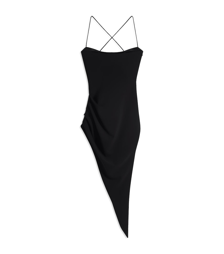 Asymmetric Thin Strap Mini Dress 999 BLACK Image 5