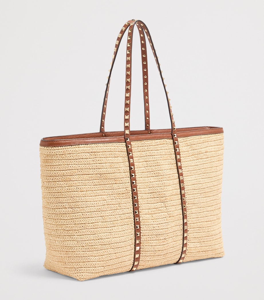 Valentino Garavani Large Straw Rockstud Tote Bag Image 2