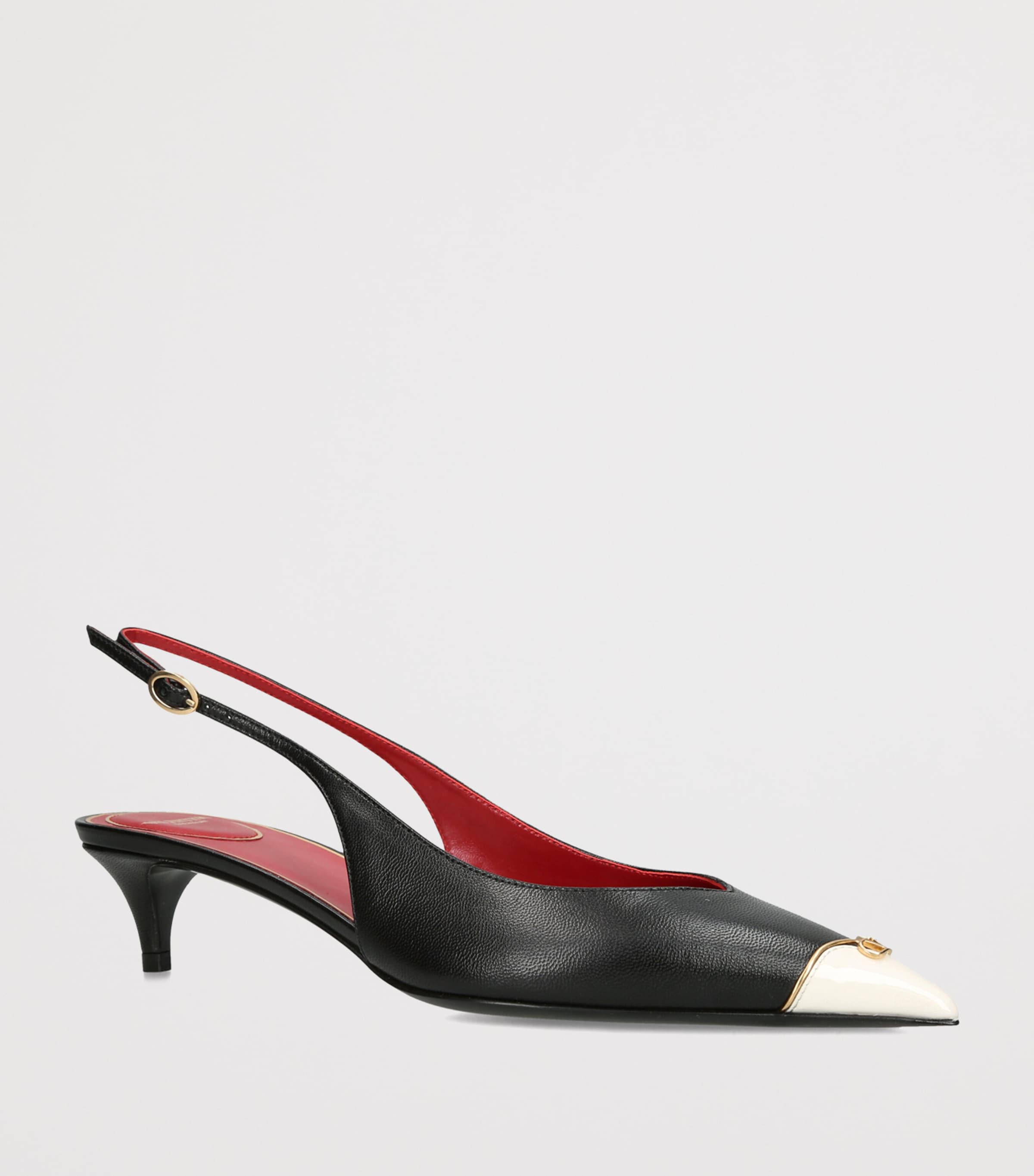 Valentino Garavani Leather Heartip Slingback Pumps 35 Blk/white Image 3