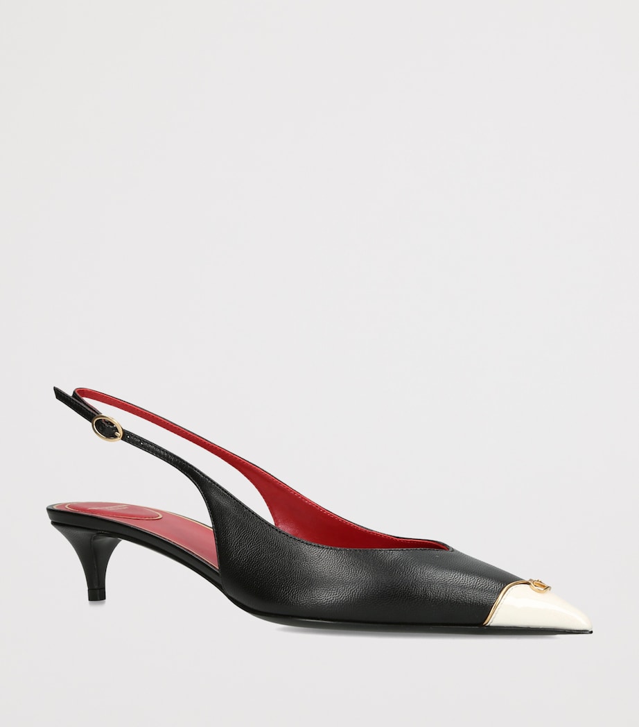 Valentino Garavani Leather Heartip Slingback Pumps 35 Blk/white Image 3