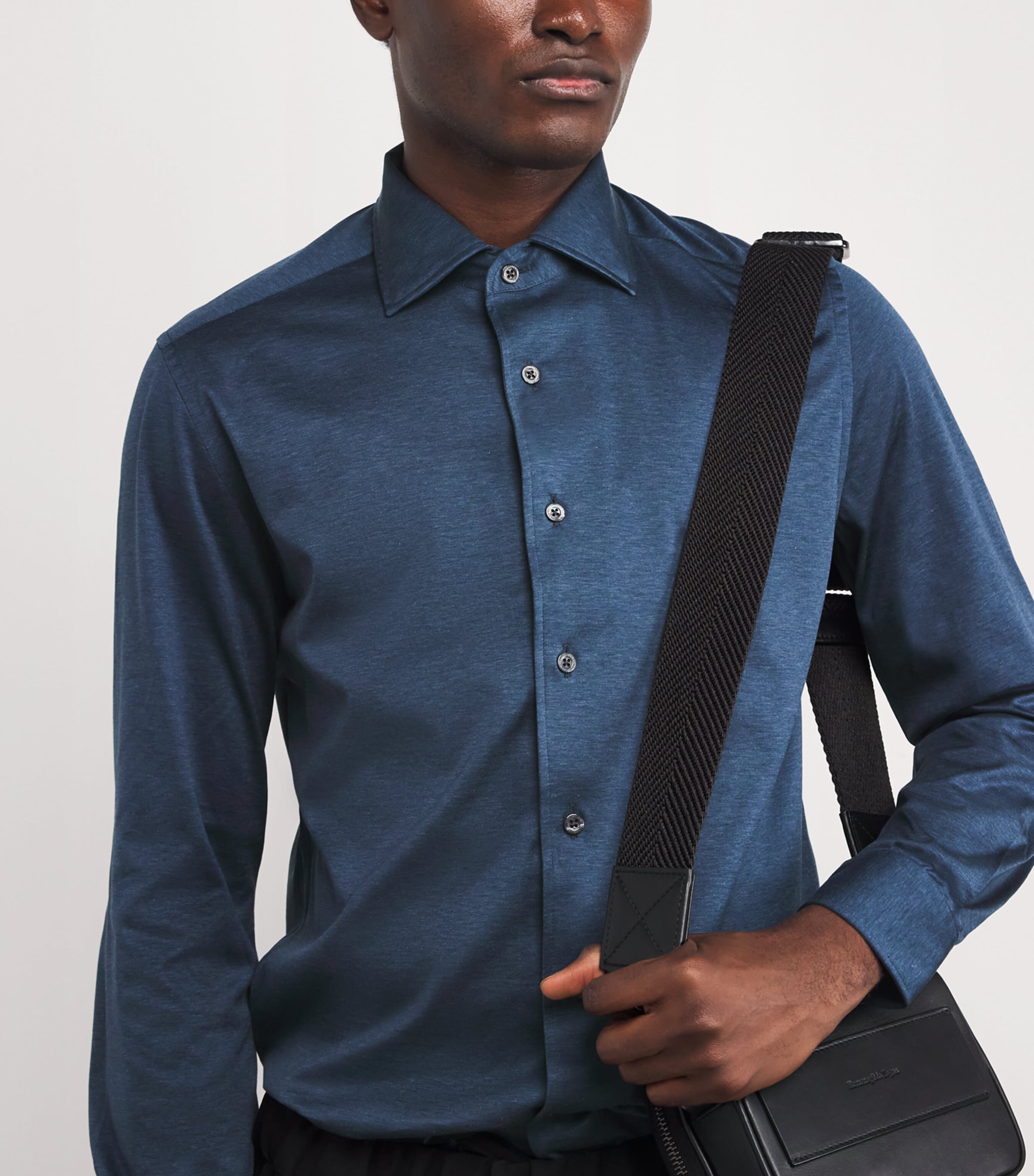 Cotton Long-Sleeve Shirt 006 BLUE Image 6