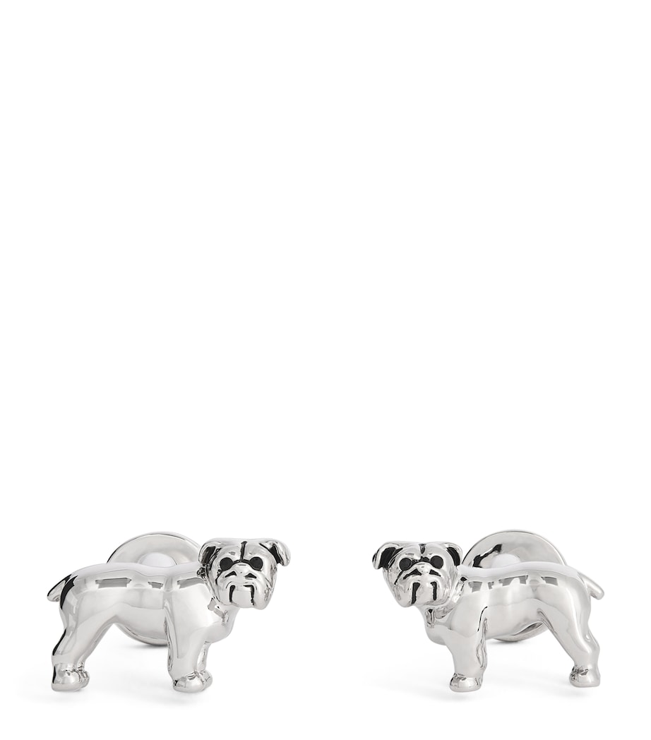 Babette Wasserman Rhodium-Plated British Bulldog Cufflinks Silver Image 1