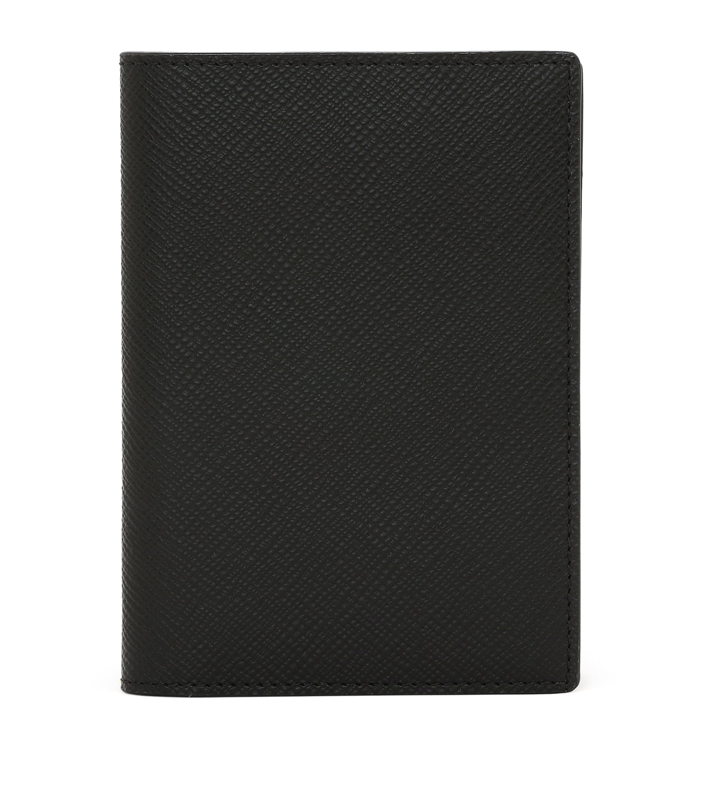 Smythson Leather Panama Passport Cover In Black