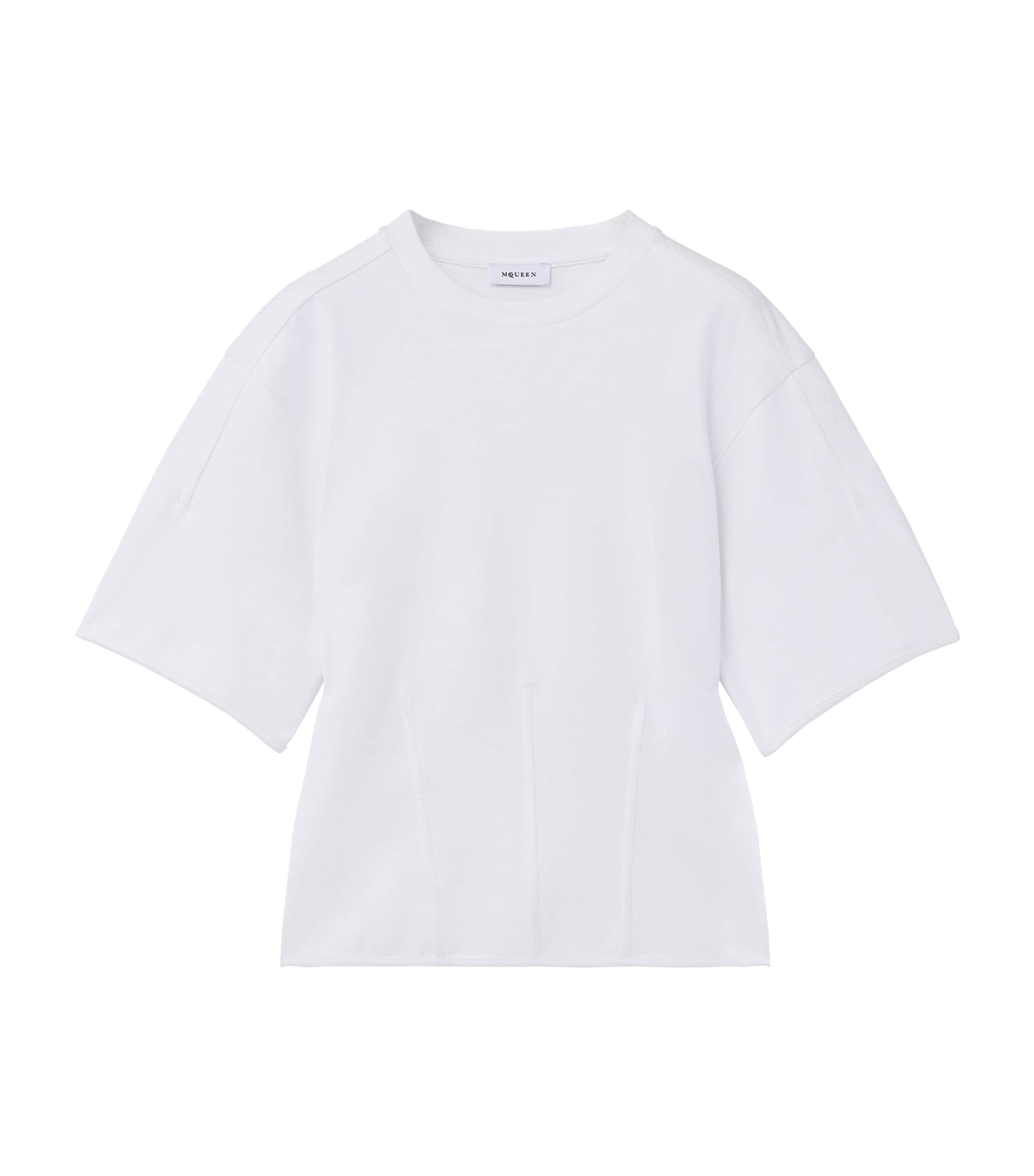 Alexander Mcqueen Cotton Rib-front T-shirt In White