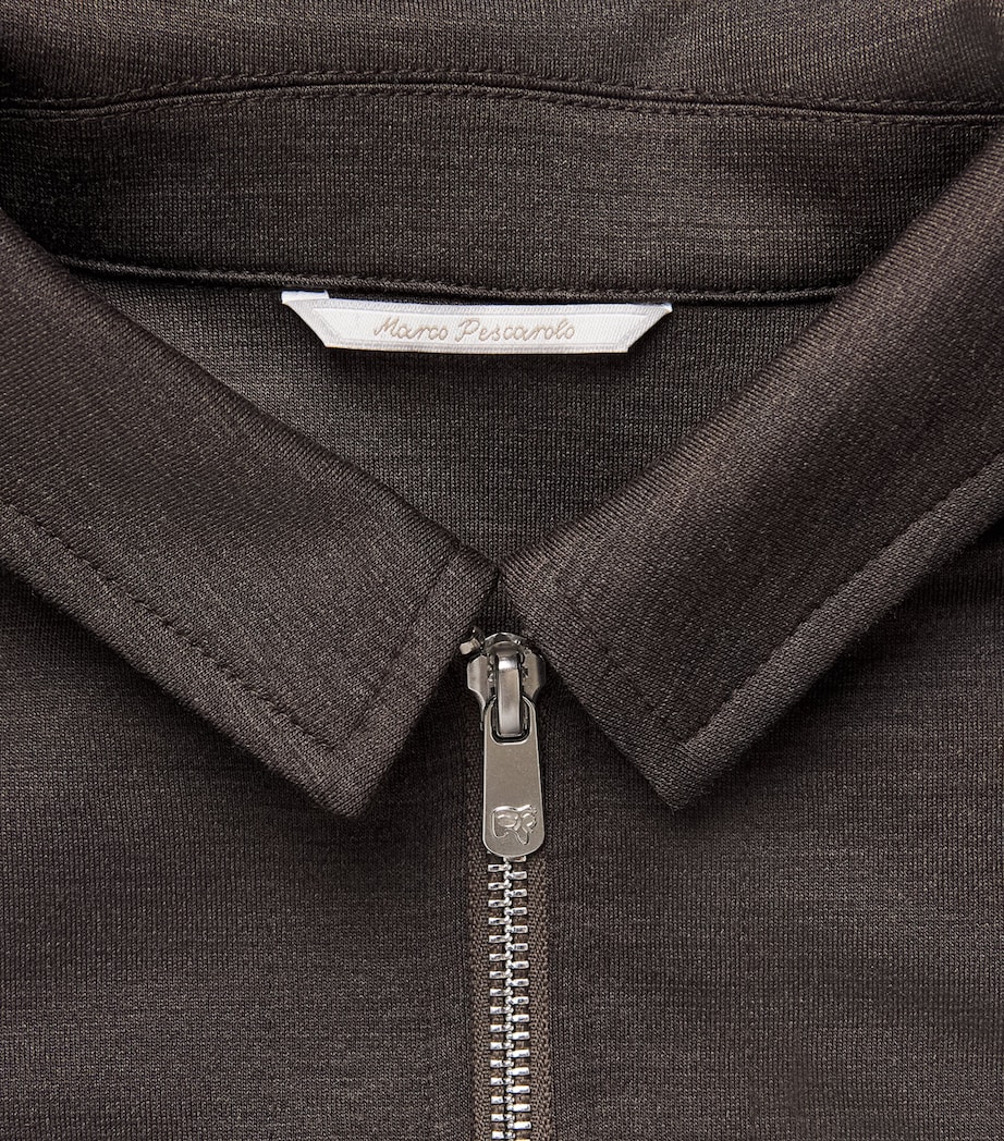 Marco Pescarolo Mens Wool-Cashmere-Blend Zip-Up Overshirt Brown Image 5