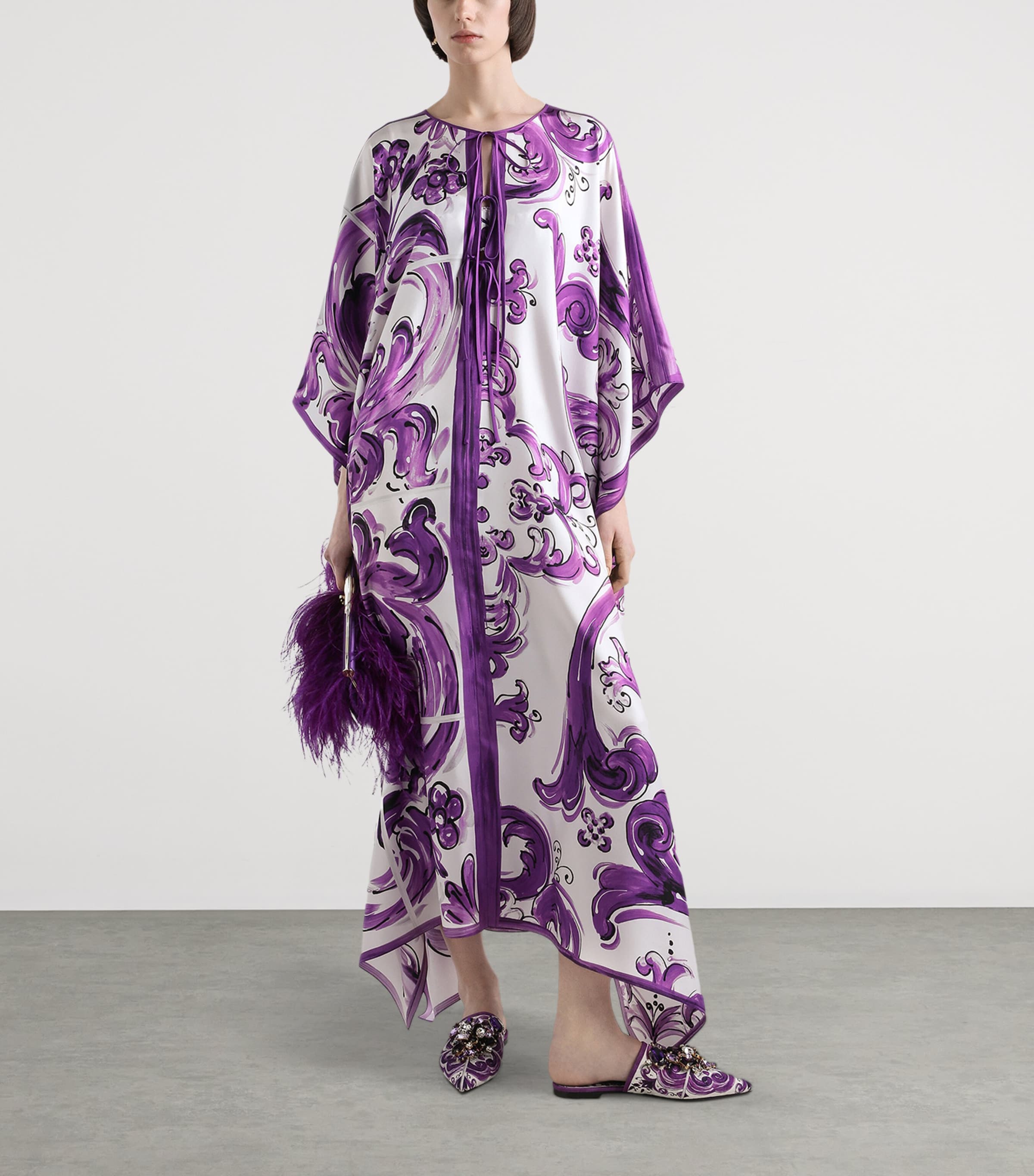 Silk Majolica Print Maxi Dress HP5DQ-MIX MAIOL Image 2