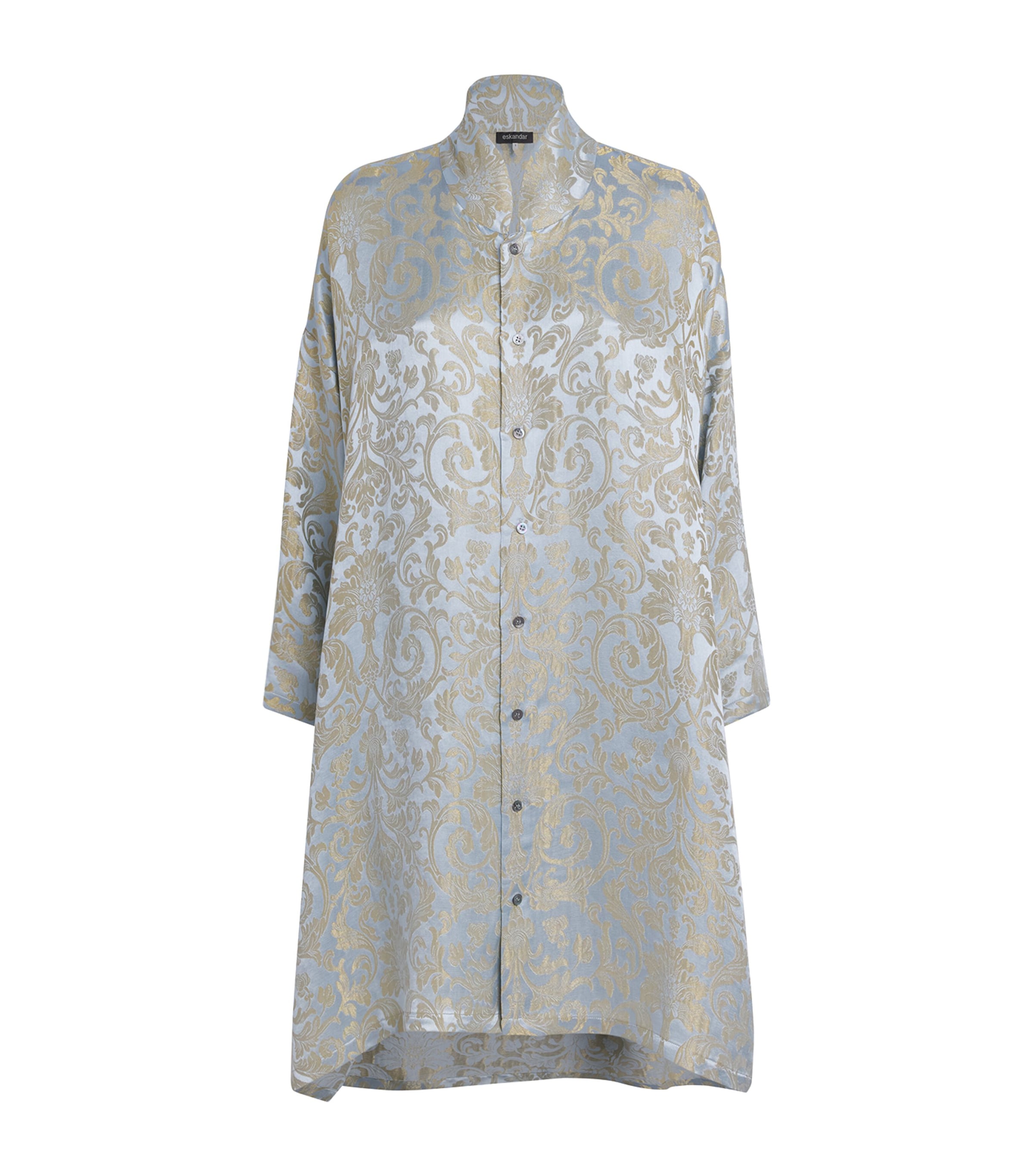 Eskandar Womens Jacquard Wide A-Line Shirt Brgtnbl Image 1