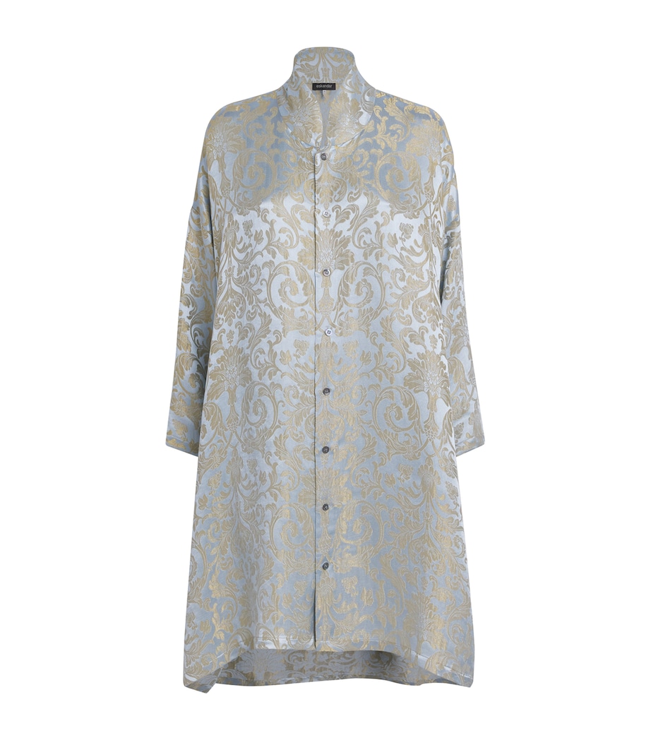 Eskandar Womens Jacquard Wide A-Line Shirt Brgtnbl Image 1