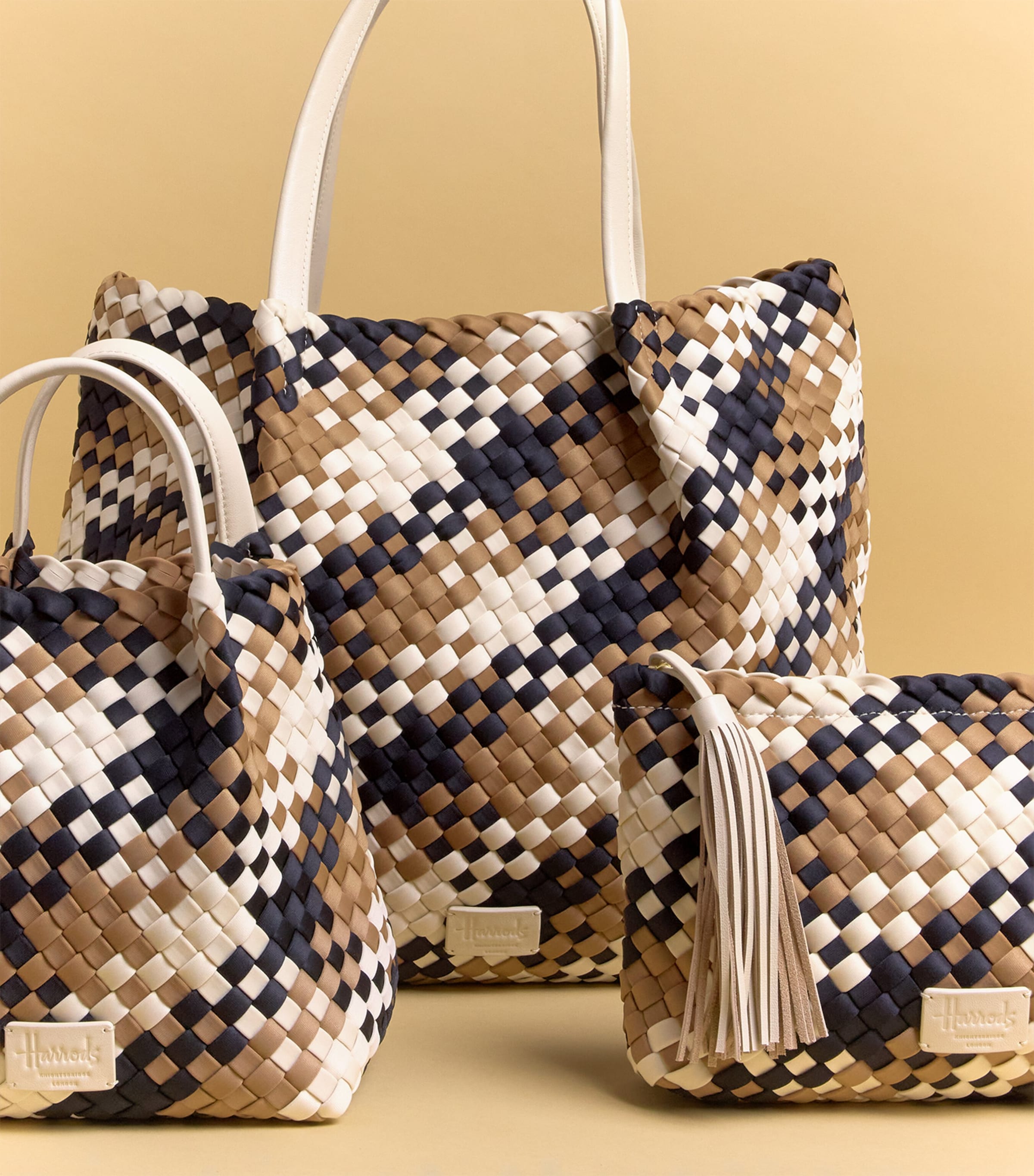 Harrods Neoprene Woven East-West Tote Bag Image 6