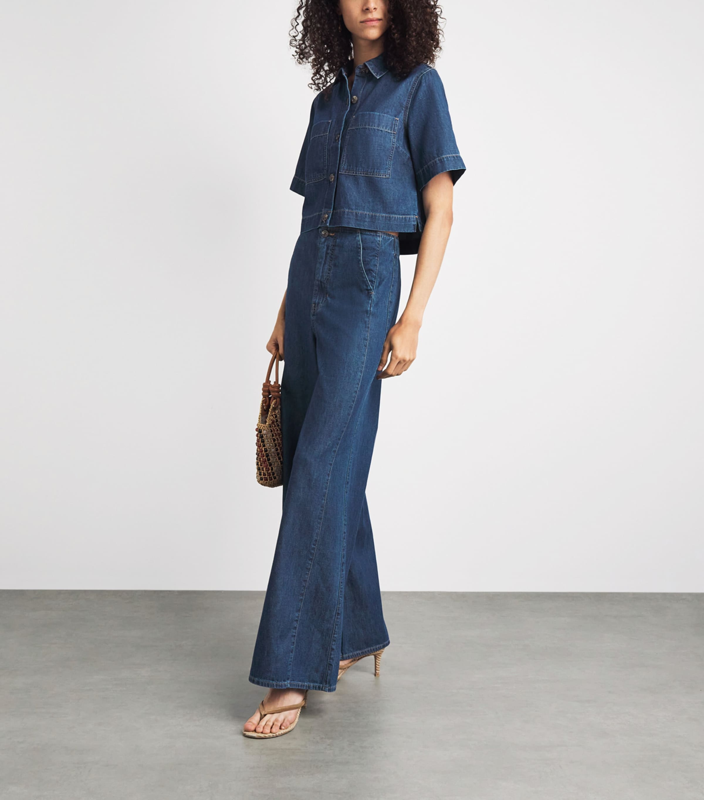 Veronica Beard Womens Chambray Spruce Shirt Starry Night Image 2
