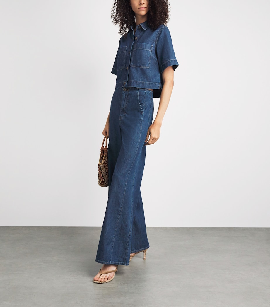 Veronica Beard Womens Chambray Spruce Shirt Starry Night Image 2