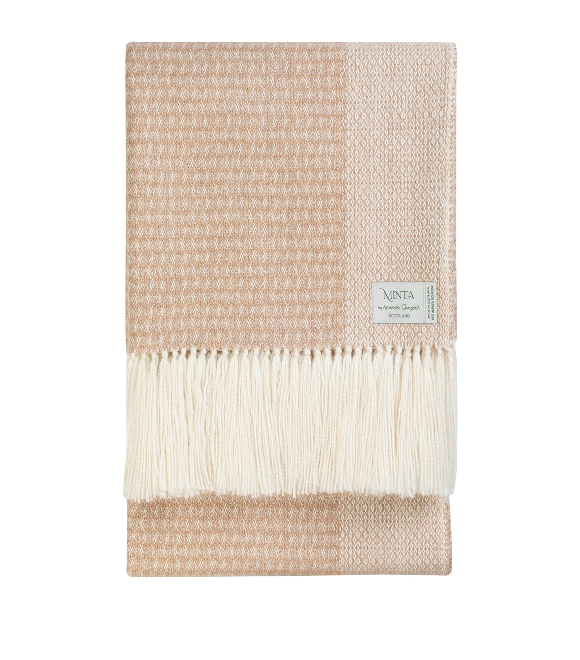 Araminta Campbell Large Alpaca-Blend Willow Throw (150cm x 300cm) Caramel Image 1