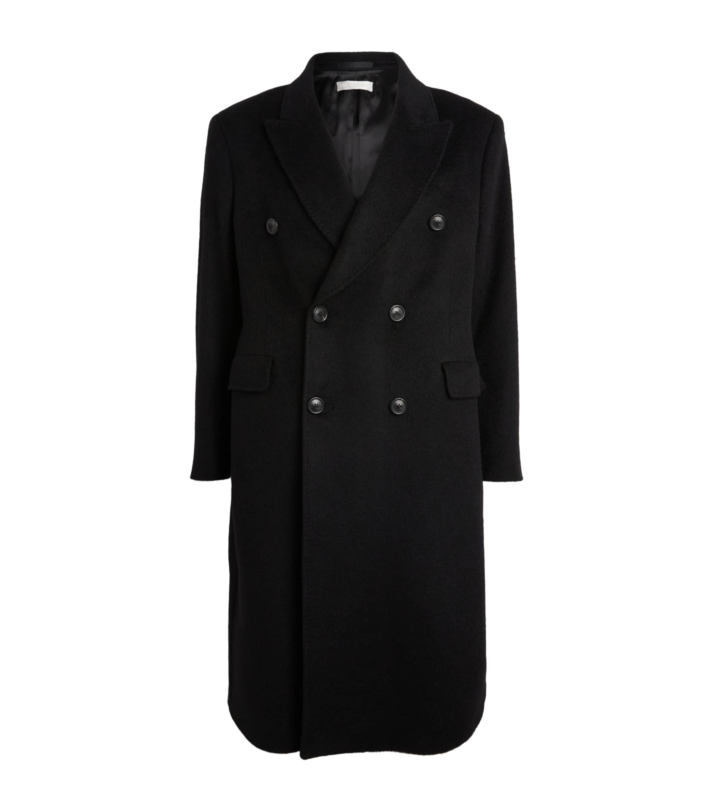 Our Legacy Mens Mohair-Blend Whale Overcoat Black Hairy Wool Image 1