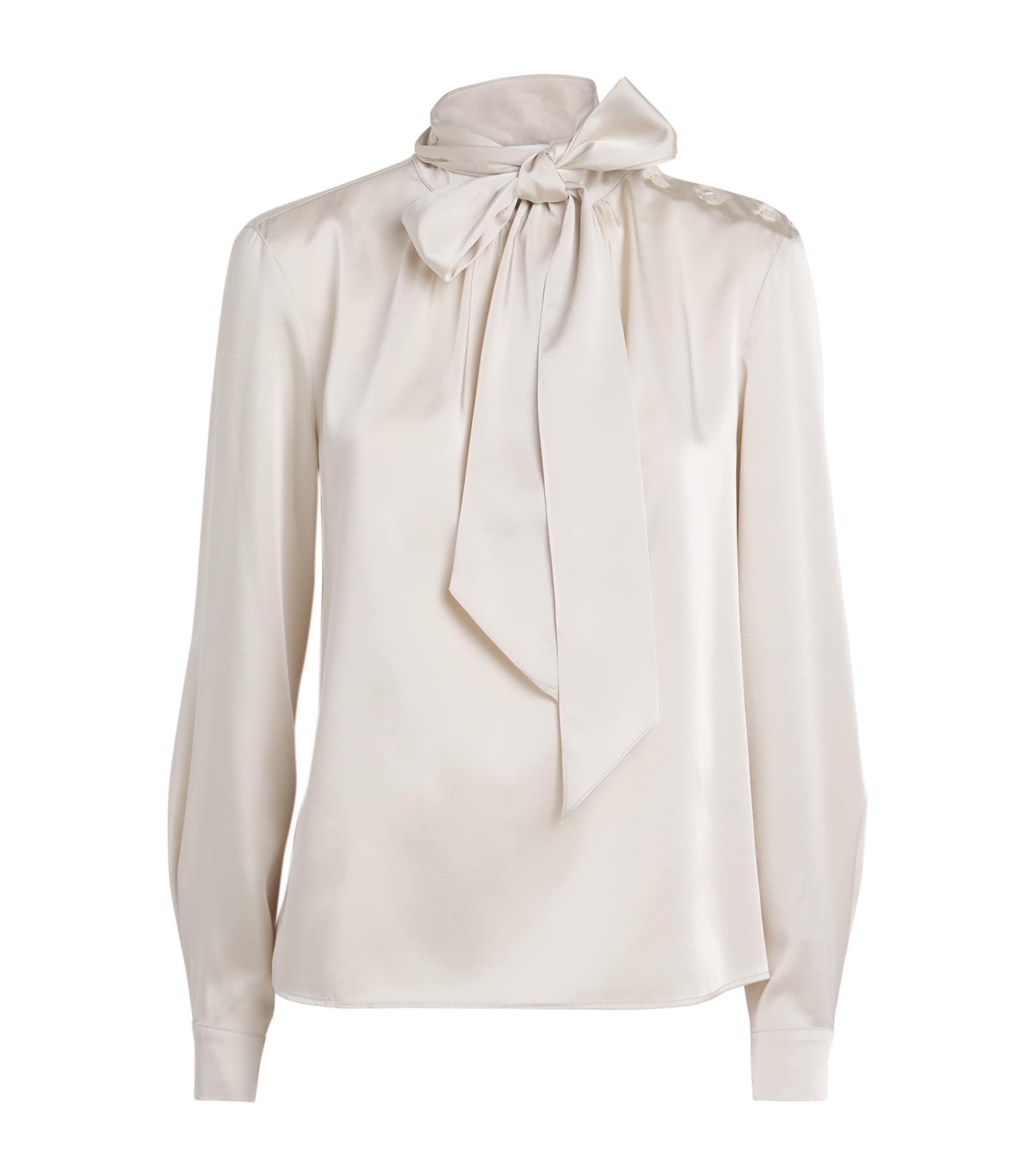 Claudie Pierlot Satin Pussybow Blouse In Brown