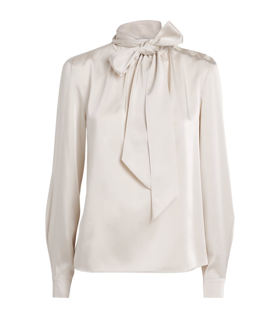 Satin Pussybow Blouse ICE BEIGE Image 1
