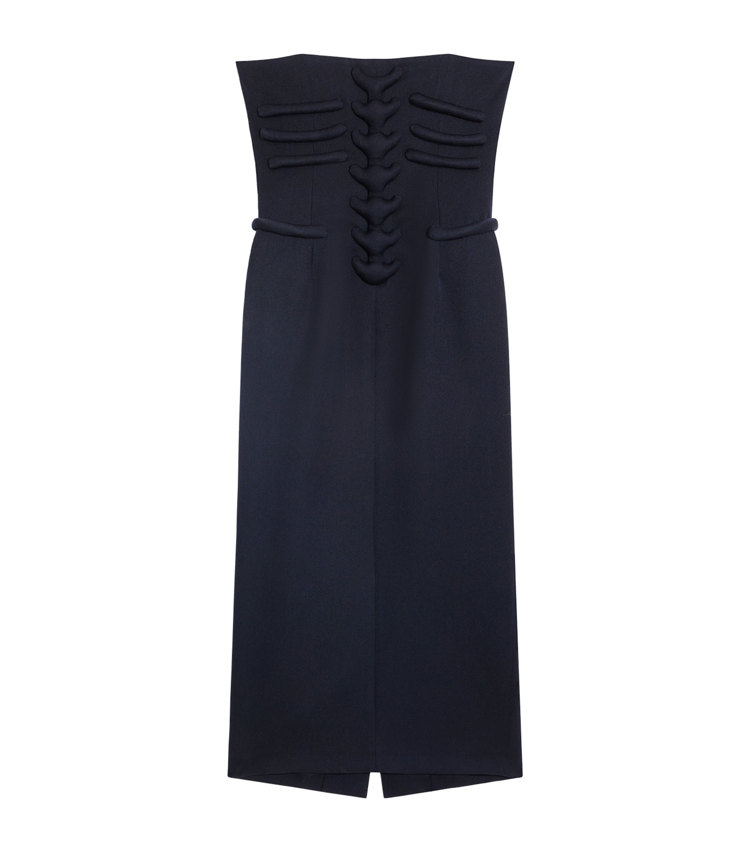 Schiaparelli Womens Virgin Wool Bustier Bones Midi Dress Navy Image 2