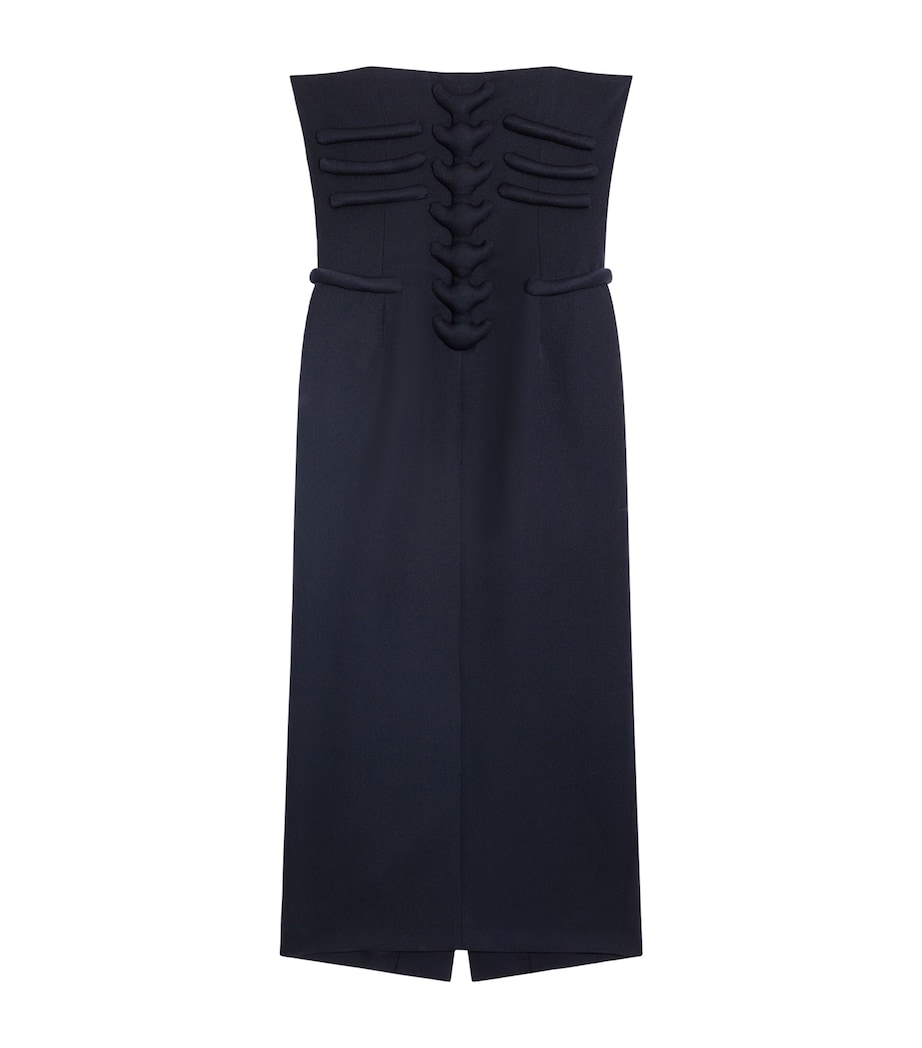 Schiaparelli Womens Virgin Wool Bustier Bones Midi Dress Navy Image 2