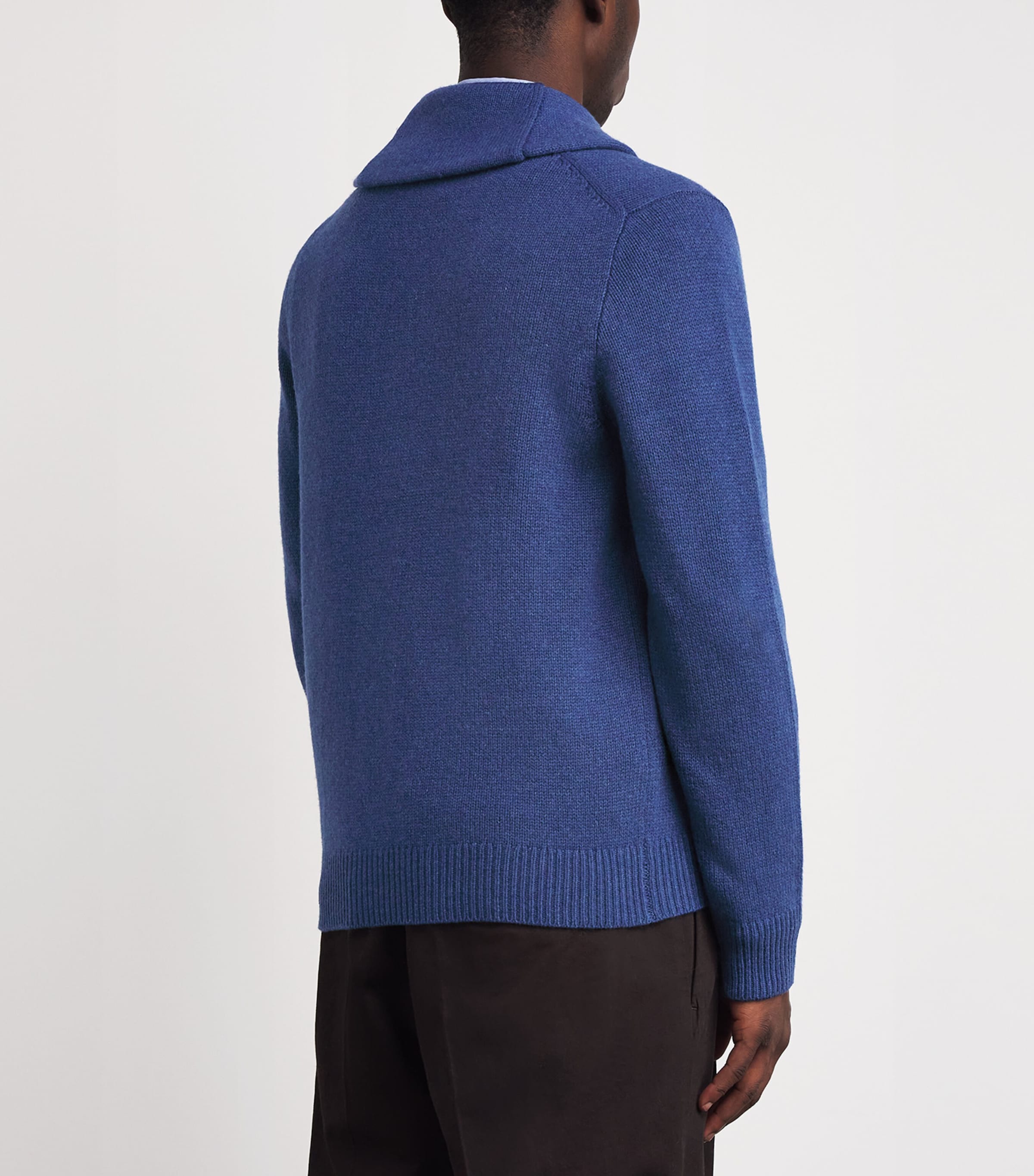 Wool-Cashmere Shawl-Collar Cardigan NAVY HEATHER Image 4