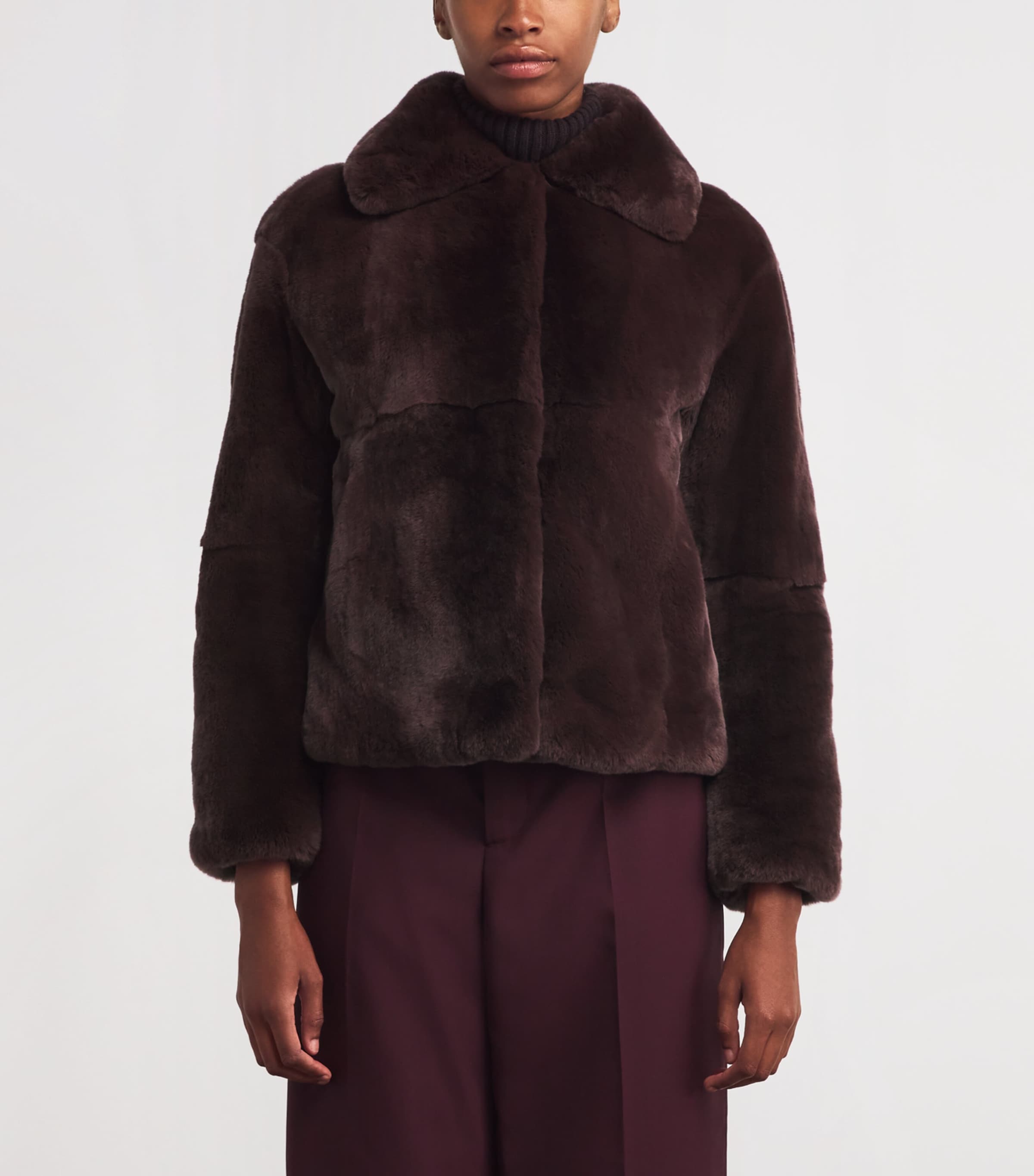 Yves Salomon Red Rex Rabbit Fur Jacket | Harrods UK