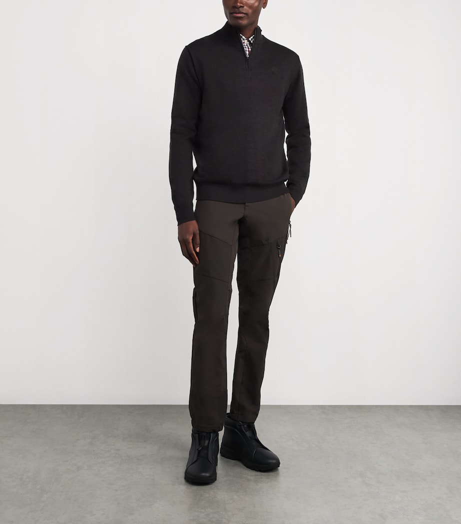 Merino Wool Half-Zip Sweater 08AA:BROWN BARK Image 2