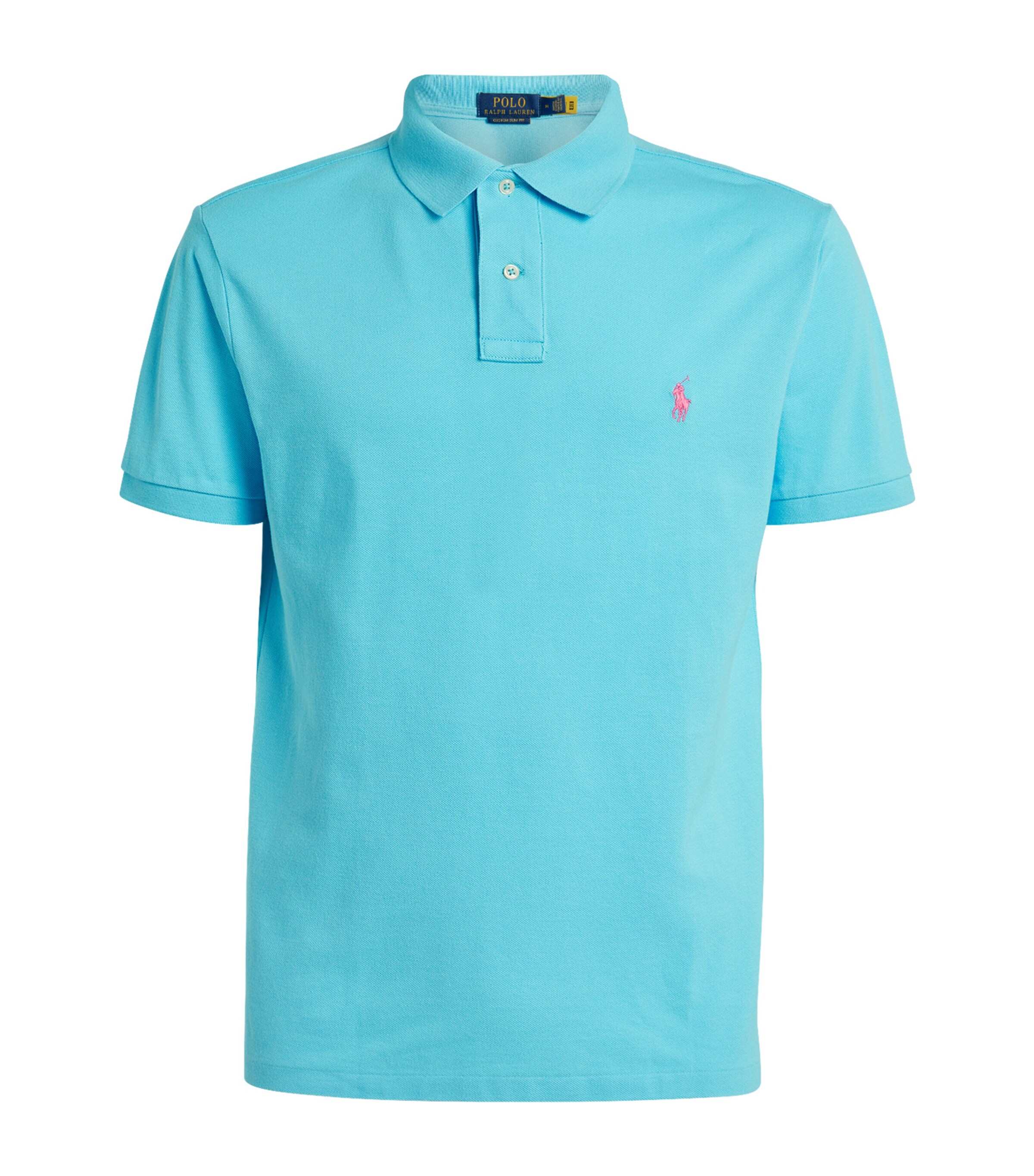 Polo Ralph Lauren Mens French Turquoise Short-sleeved Logo-embroidered Slim-fit Cotton-piqué Polo Shirt In Blue