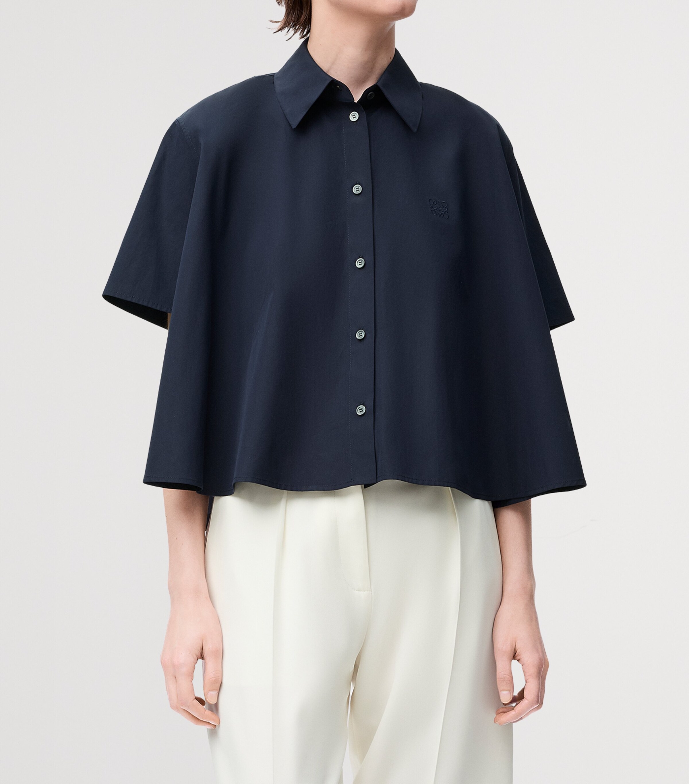 Short-Sleeve Trapeze Shirt NAVY BLUE Image 3